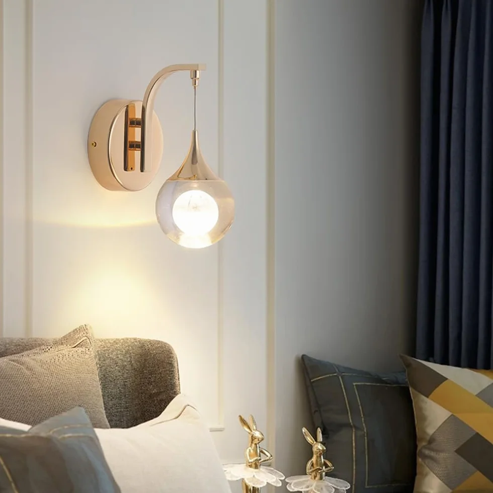 Lámpara de Pared Nórdica Cristal LED para Hogar Sala de Estar Dormitorio Decoración