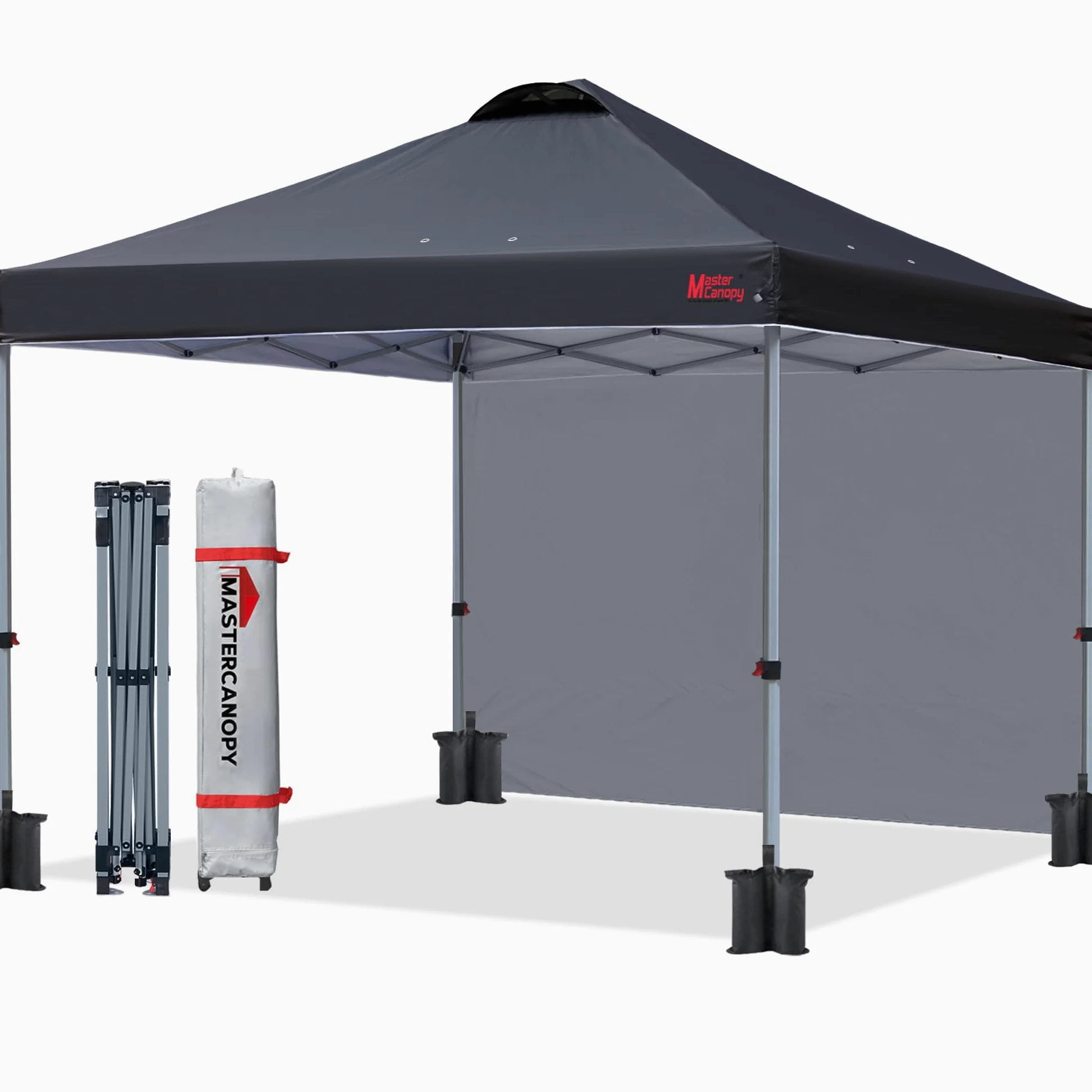 MasterCanopy Durable Ez - Tienda de campaña desplegable con 1 Pared Lateral (3 x 3 m, Negro)