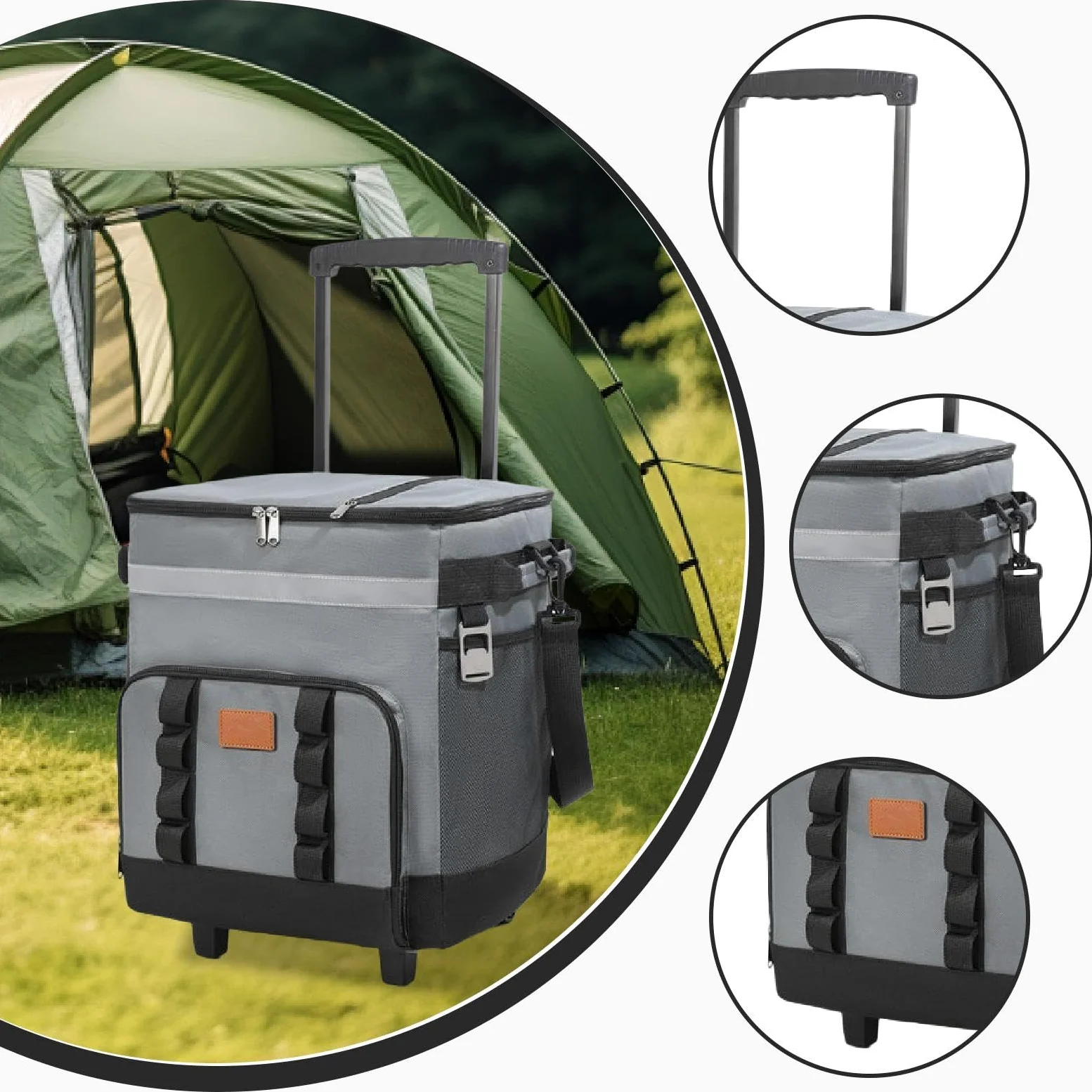 Rolling Portátil con Ruedas Giratorias Bolsa Térmica Grande Aislada Caja de Conservación de Frío Bolsa Impermeable con Cierre Seguro Fabricada