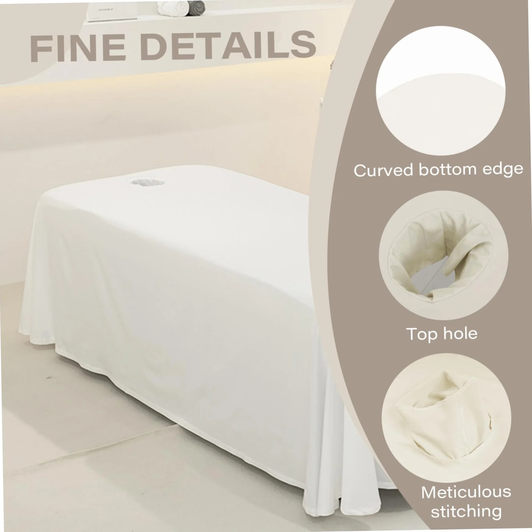 Cubierta de mesa de masaje 190x80 cm con orificio para la cara, transpirable, color caqui para salón