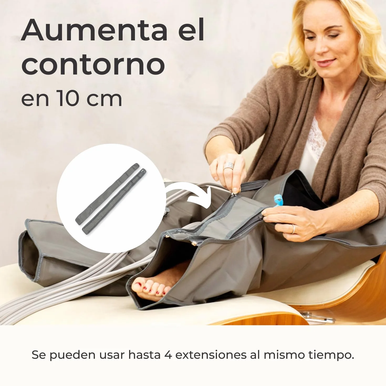 Venen Engel Extensión de 10 cm (par) para masajeador, dos extensiones para muslos grandes