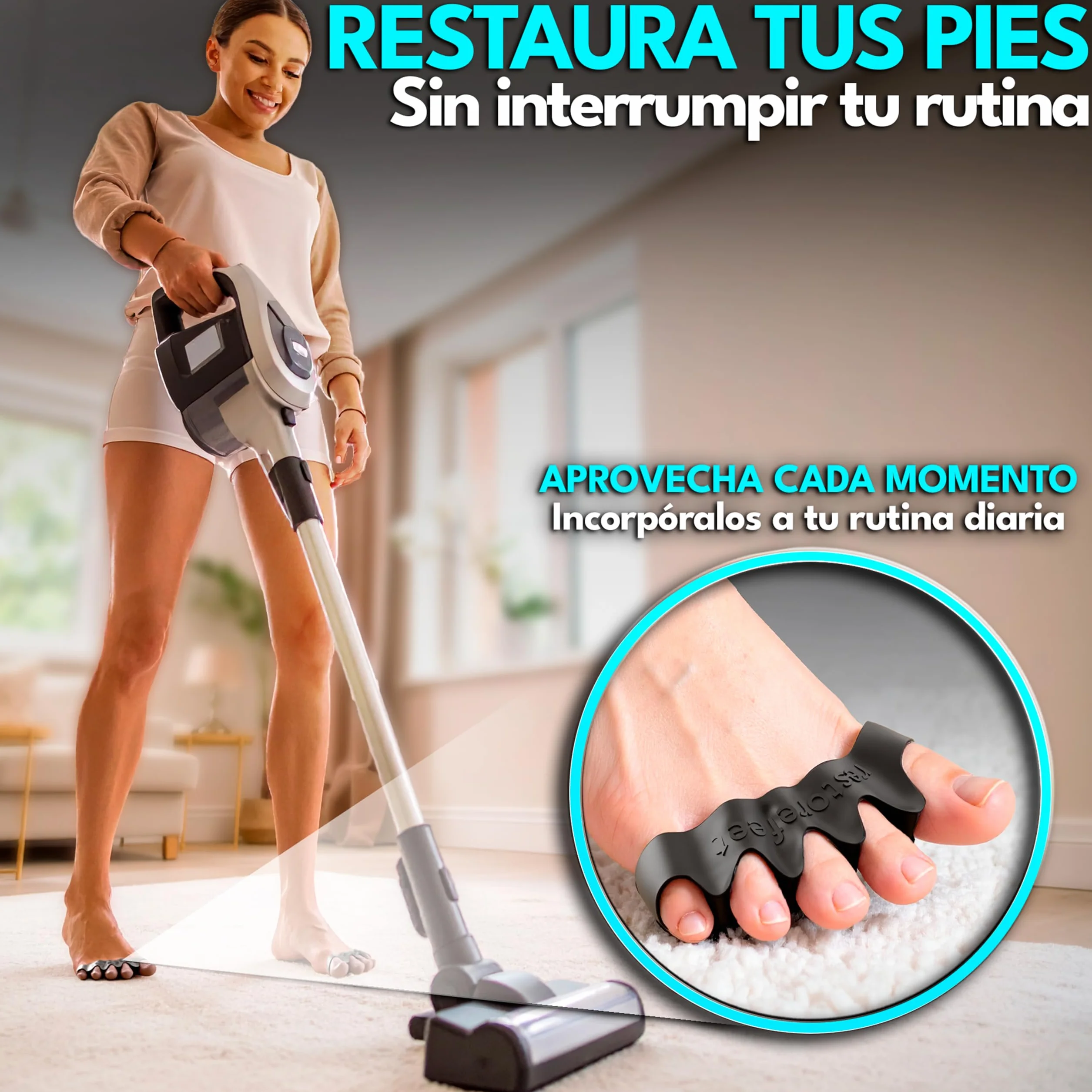 Kit Barefoot 5 en 1 Separadores de Dedos Bandas Elásticas Pelota Miofascial para Pies