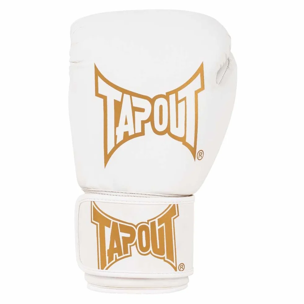 Tapout Guantes de Boxeo de Piel sintética (1 par), Color Blanco y Dorado