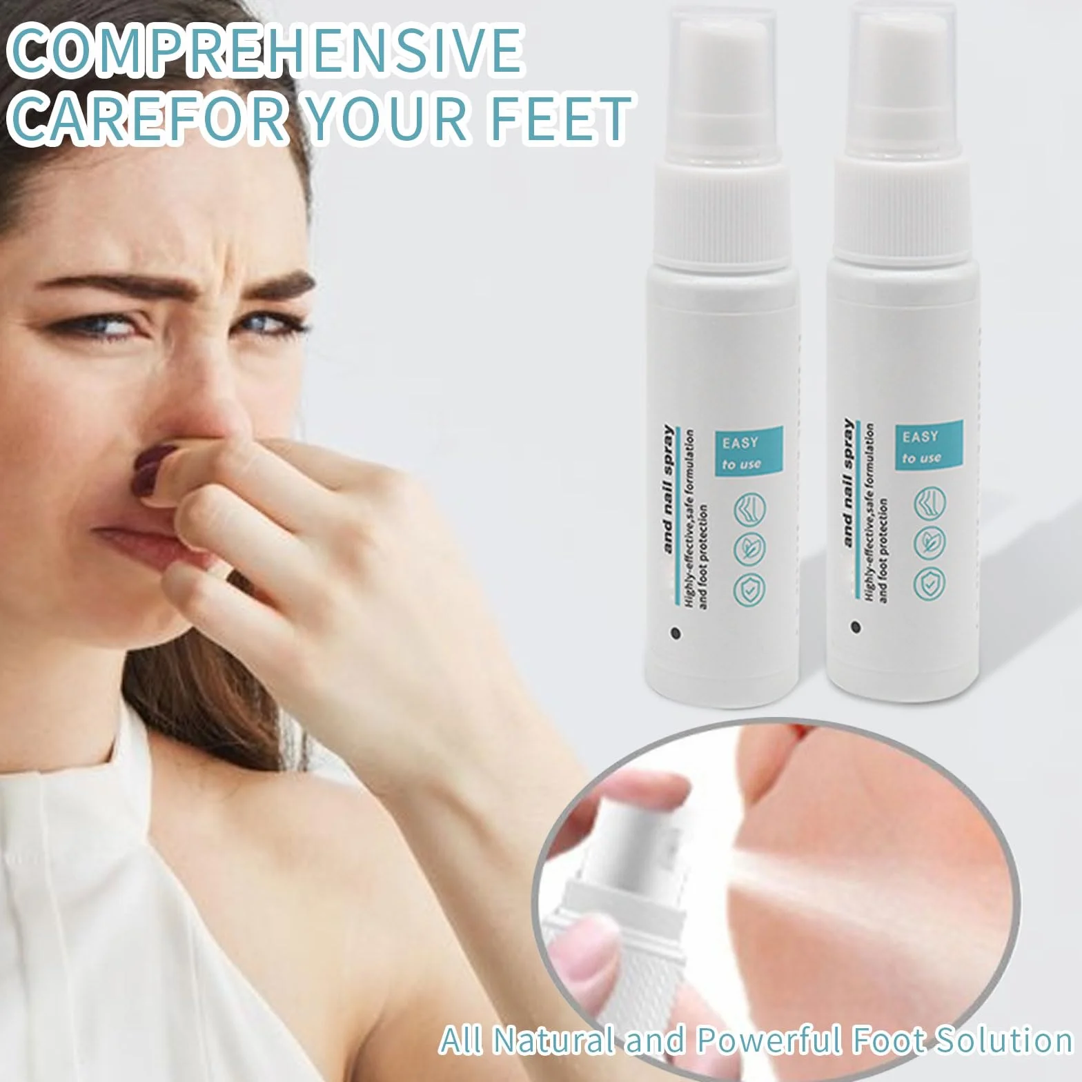 Spray para hongos en los pies y uñas, 2 unidades, reparación de uñas y control de olores