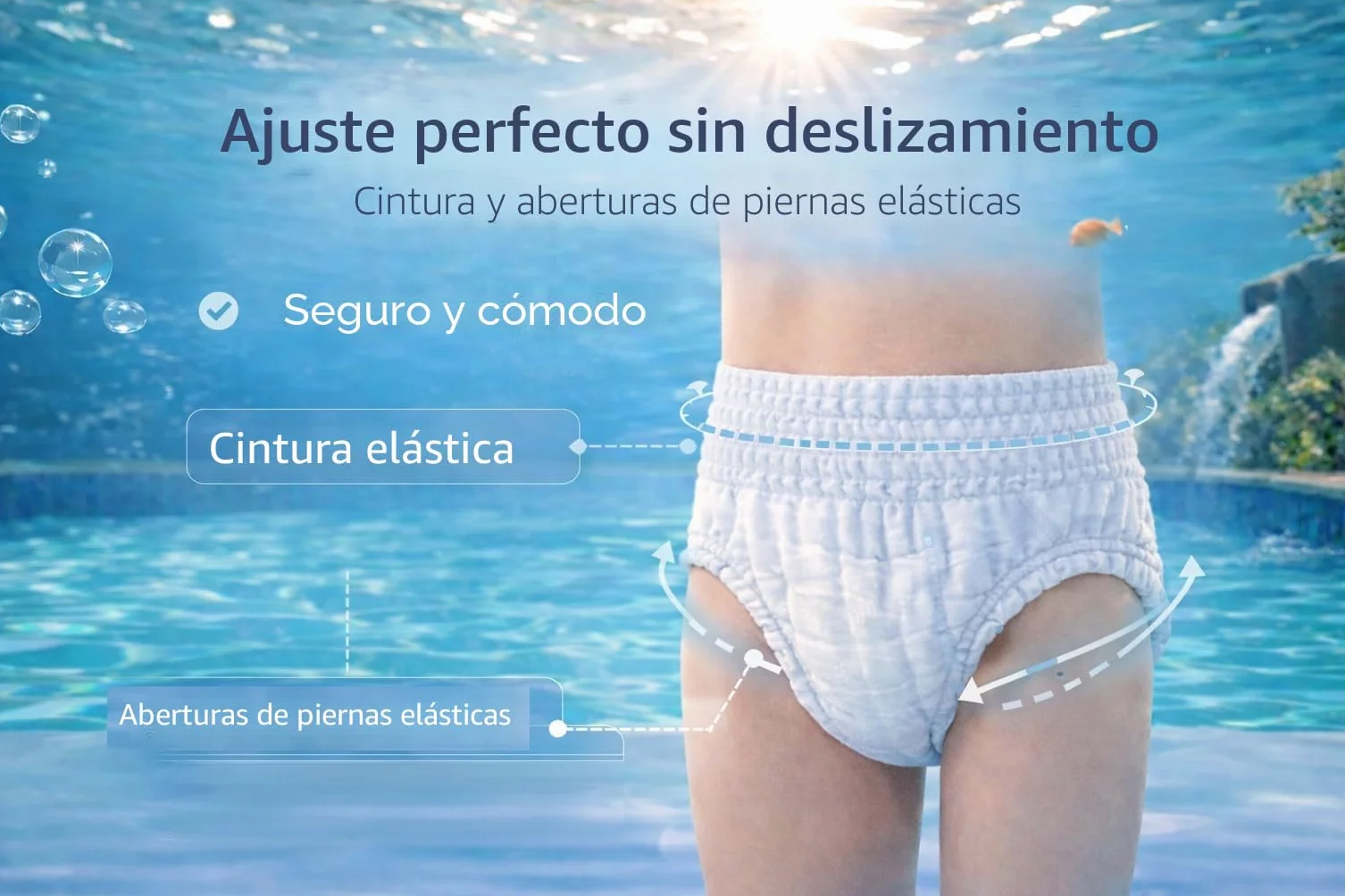 Pañales de natación desechables Talla 8 (28-42 kg) 30 unidades Protección contra incontinencia fecal