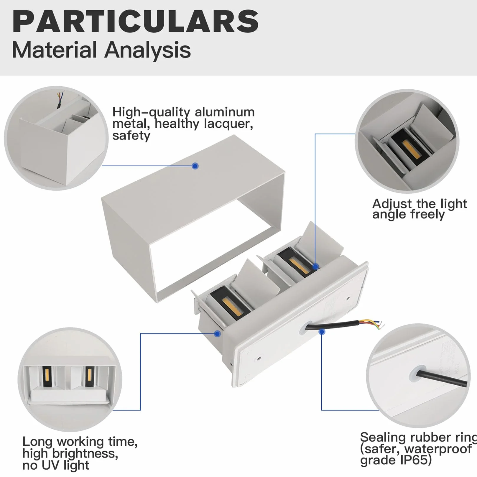 FUPE 25W LED Aplique Pared Exterior Interior IP65 Impermeable Apliques Pared Exterior Lámpara de Pared Aluminio Moderno Aplique Blanco 3000k Luz Cálida, Ángulo de luz Ajustable, Fácil de instalar