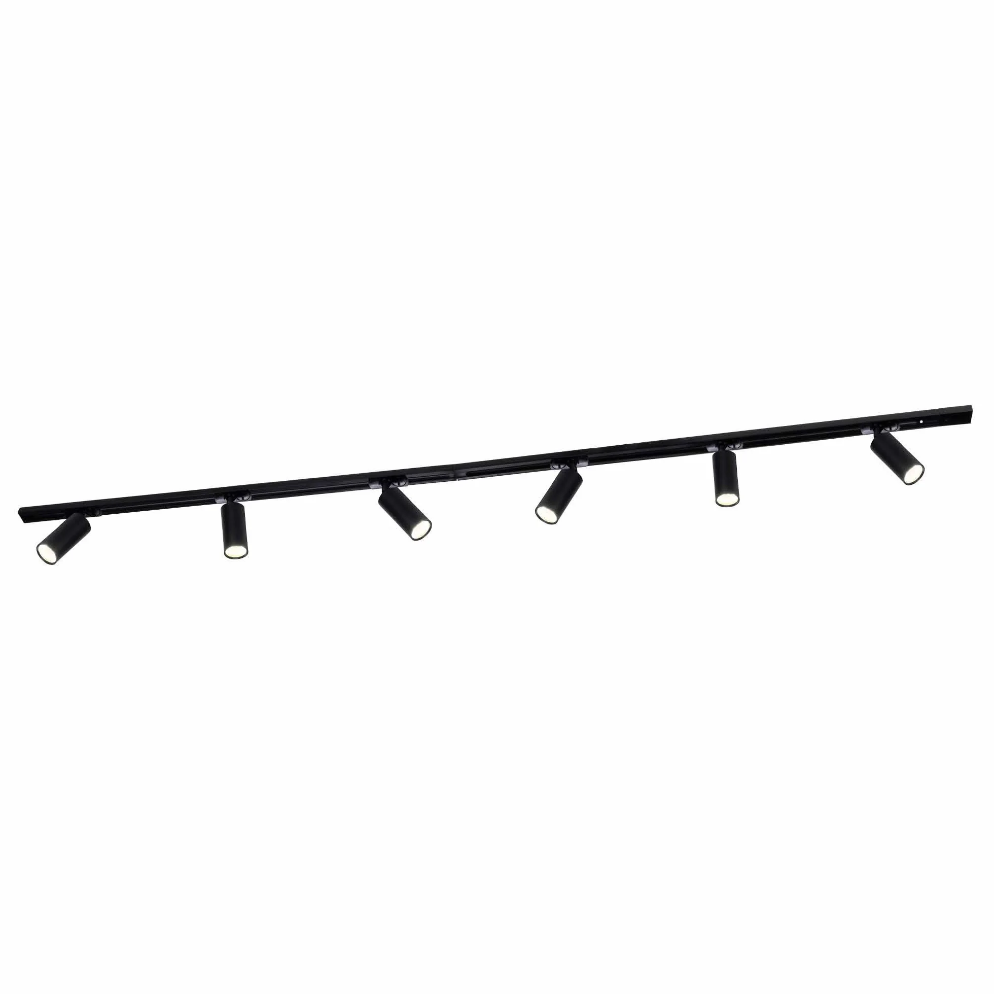 Ledvion Sistema de rieles iluminacion 2m Carril Monofasico 3W Negro 2700K 6x Foco de techo Orientable GU10