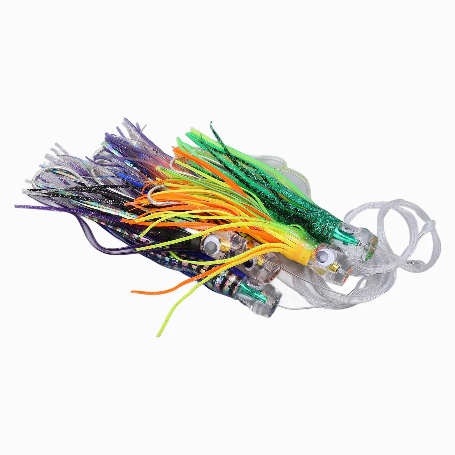 KIMISS Trolling Falda Señuelos Set Acrílico Trolling Lure Six Color Mix 6Pcs Set Cebo Artificial Calamar Pulpo Faldas Acrílico Trolling Señuelo de Pesca de Agua Salada para Peces Grandes