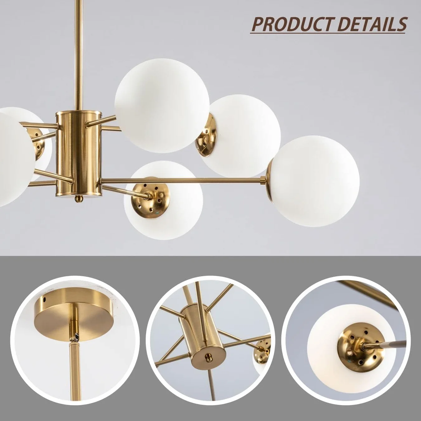 Lámpara de araña Sputnik de cristal 8 luces dorada moderna colgante vintage globo empotrado cocina