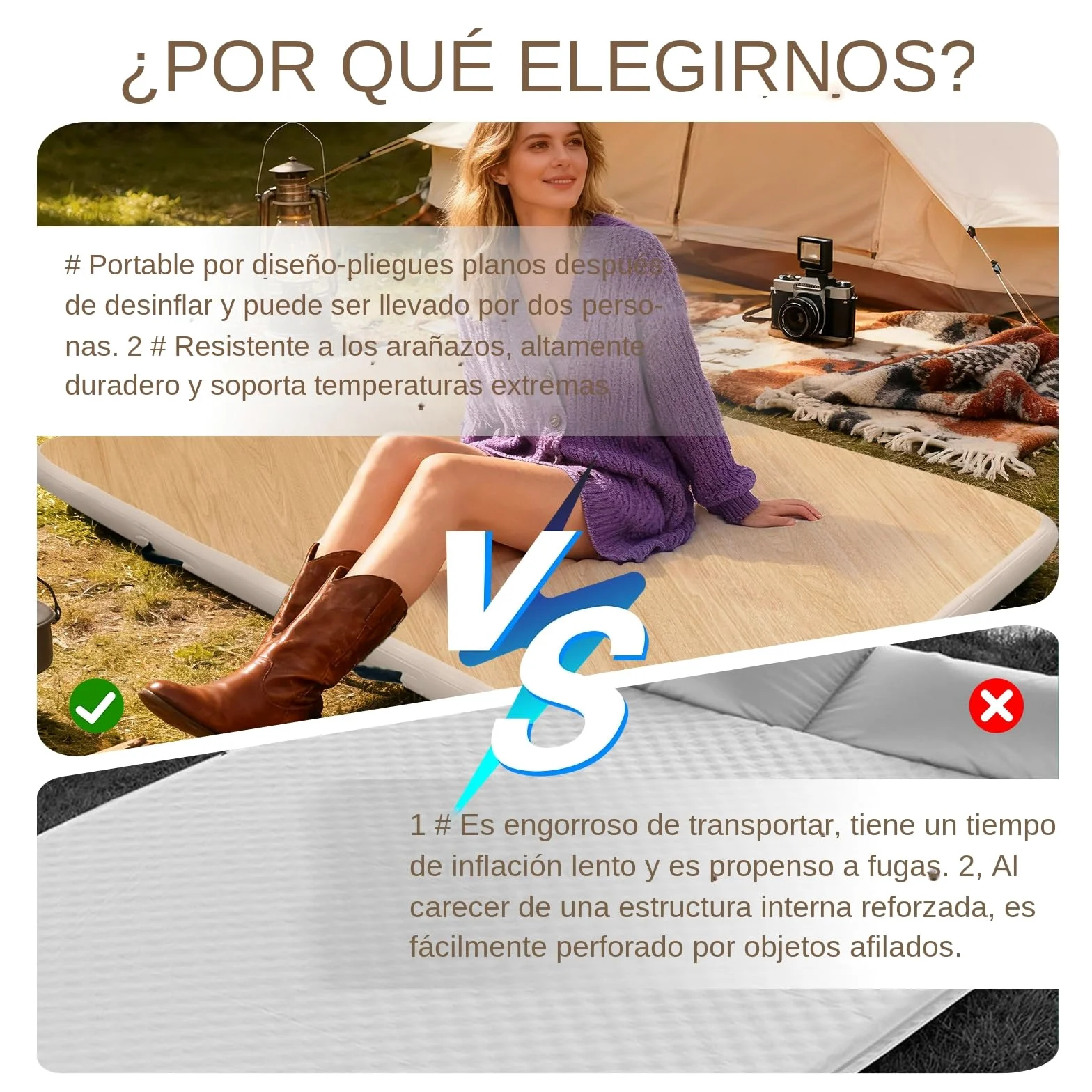 Genérico Colchón Hinchable para Camping Colchoneta Inflable De Dormir | Colchoneta de Aire para Hogar para Aventuras al Aire Libre, Camping, Viajes, Mochilero, Hogar, Picnics y Senderismo