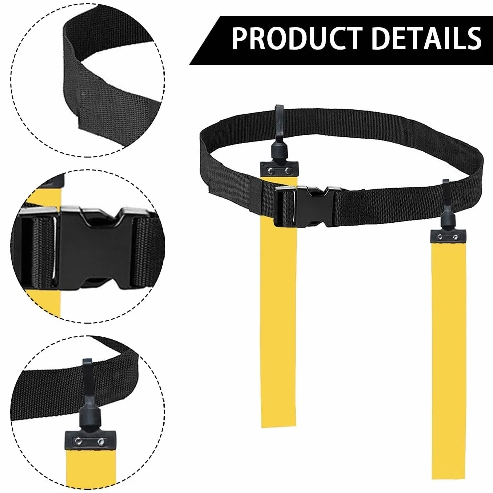 DONGKER Juego de banderas y cinturones, banderas de fútbol, cinturón de fútbol de PVC, 2 banderas, hebilla de liberación para equipos de entrenamiento juvenil y adulto, amarillo, 1