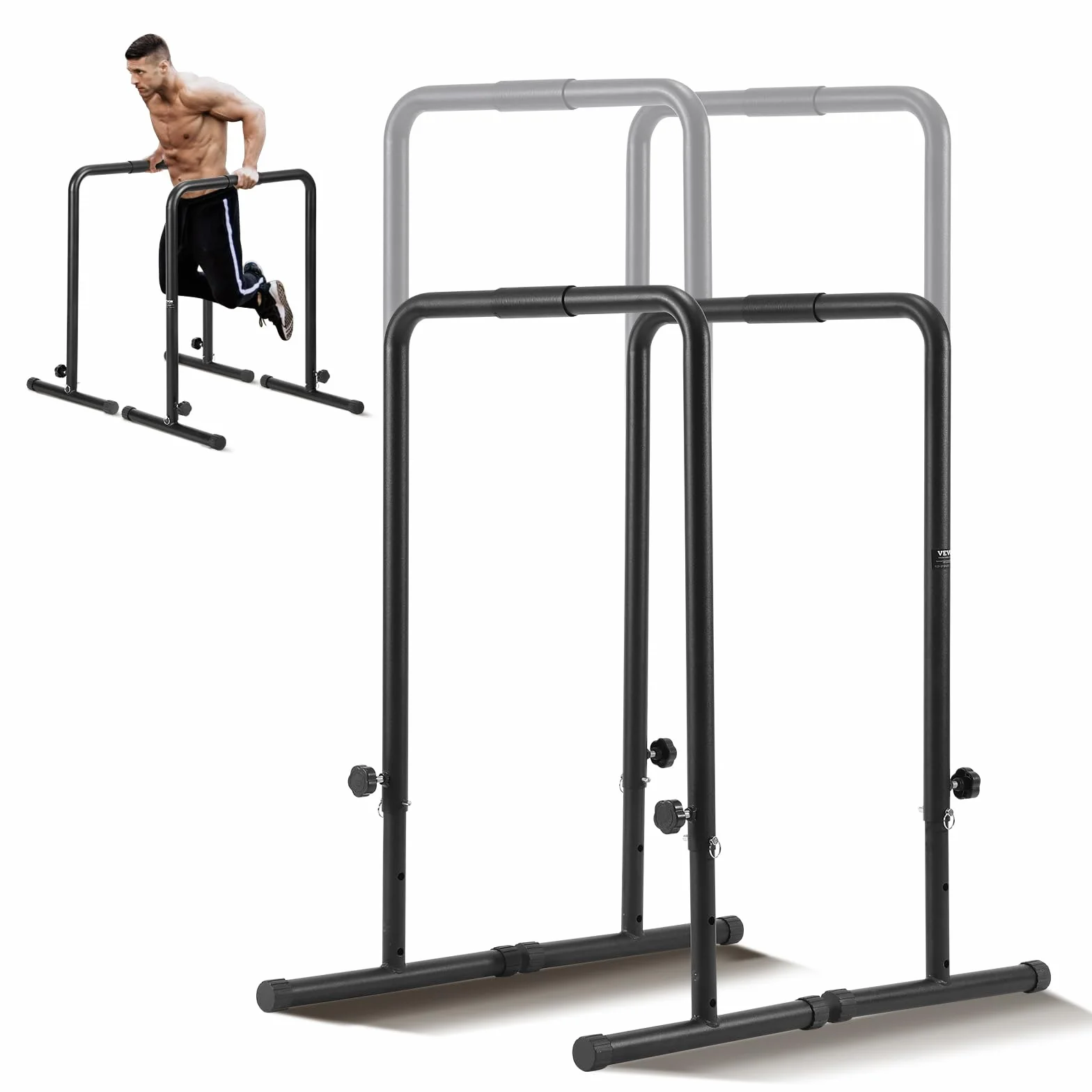 VEVOR Barra de Inmersión Carga 200kg Barras Paralelas Altura Ajustable 1022mm Acero