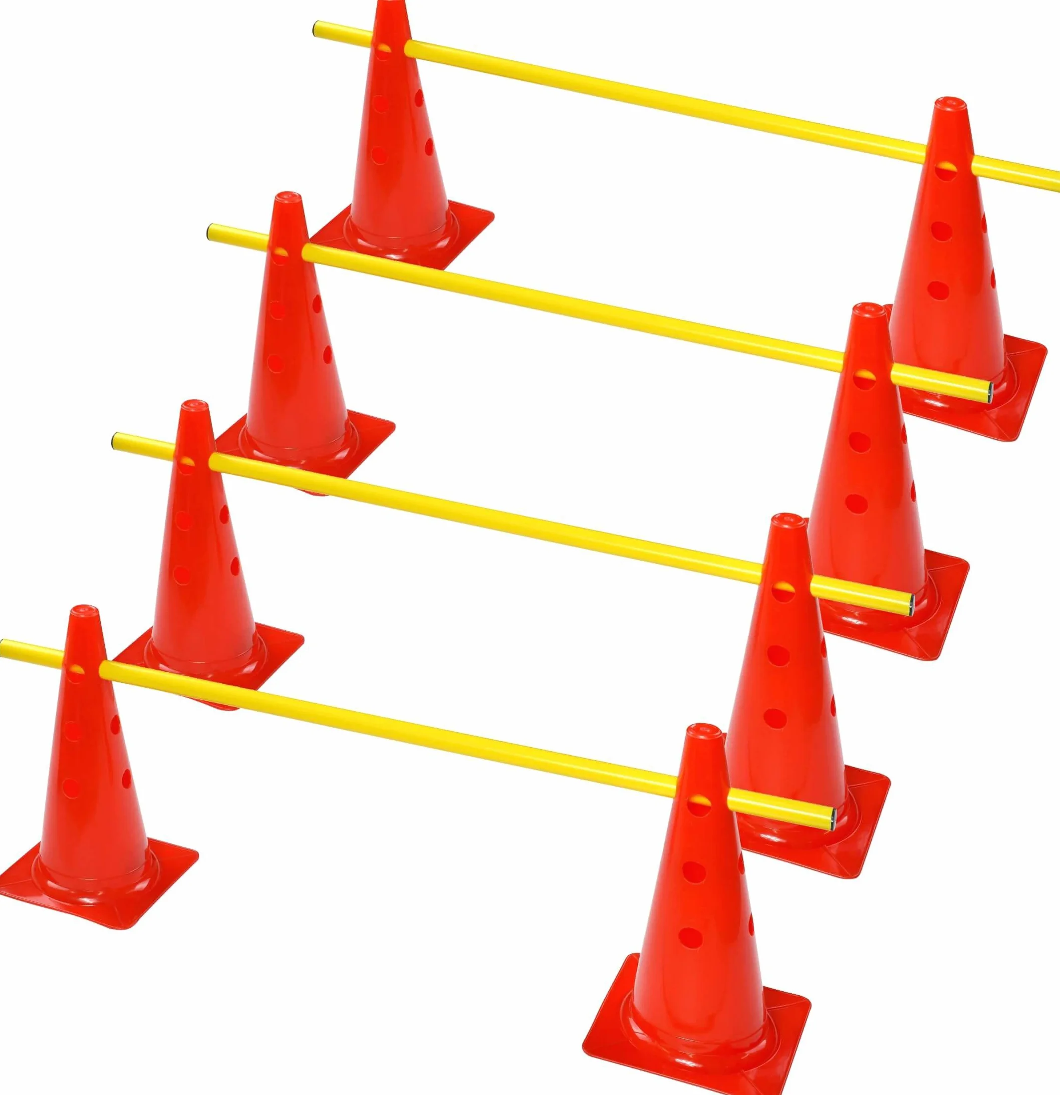 ranuras Juego de vallas, 8 multifunción Cono (38 cm) con 4 barras de entrenamiento (1 m)