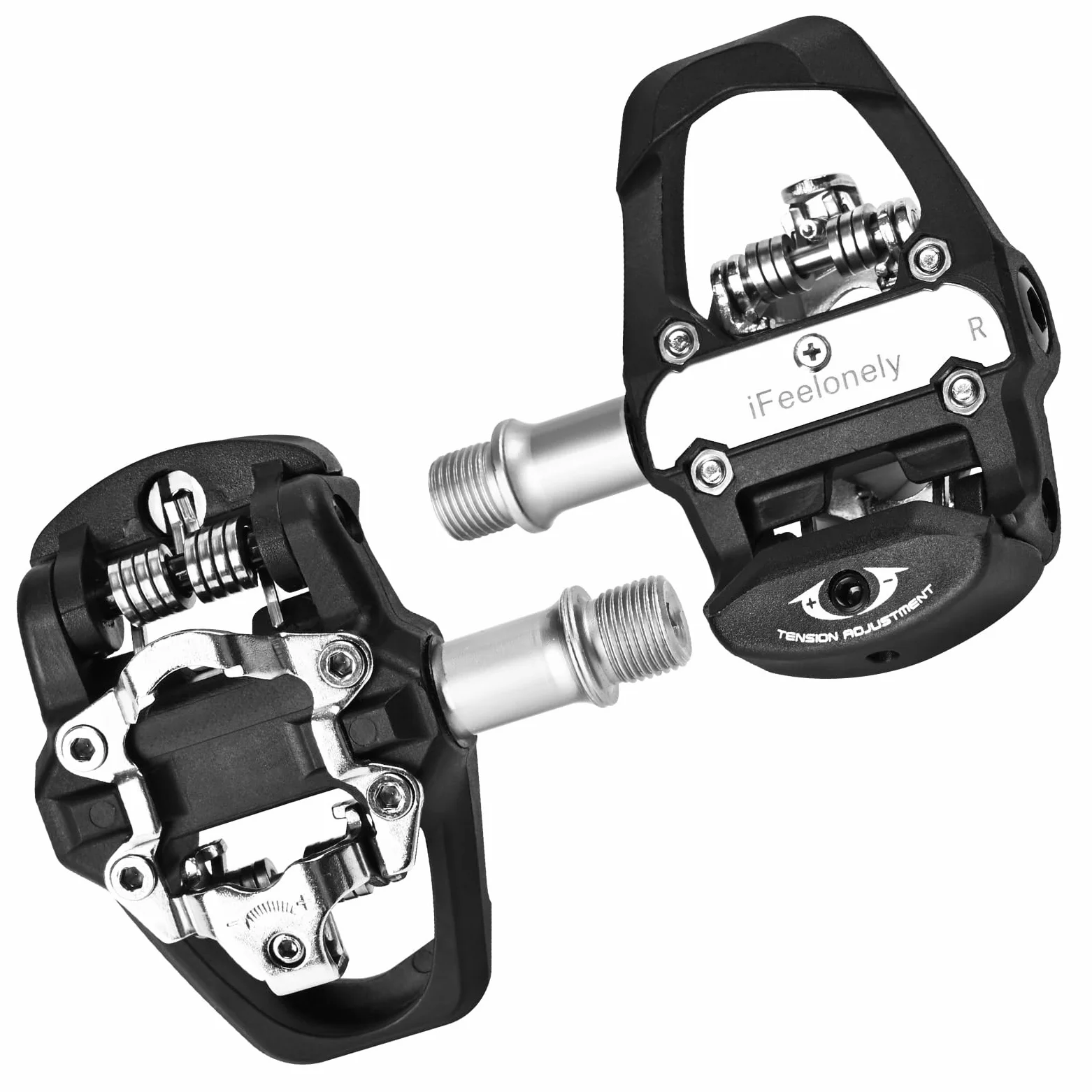 SPD & Look Delta Spin - Pedales de bicicleta dobles con clips para Shimano SPD y Peloton, ejercicio de ciclismo en interiores y exteriores