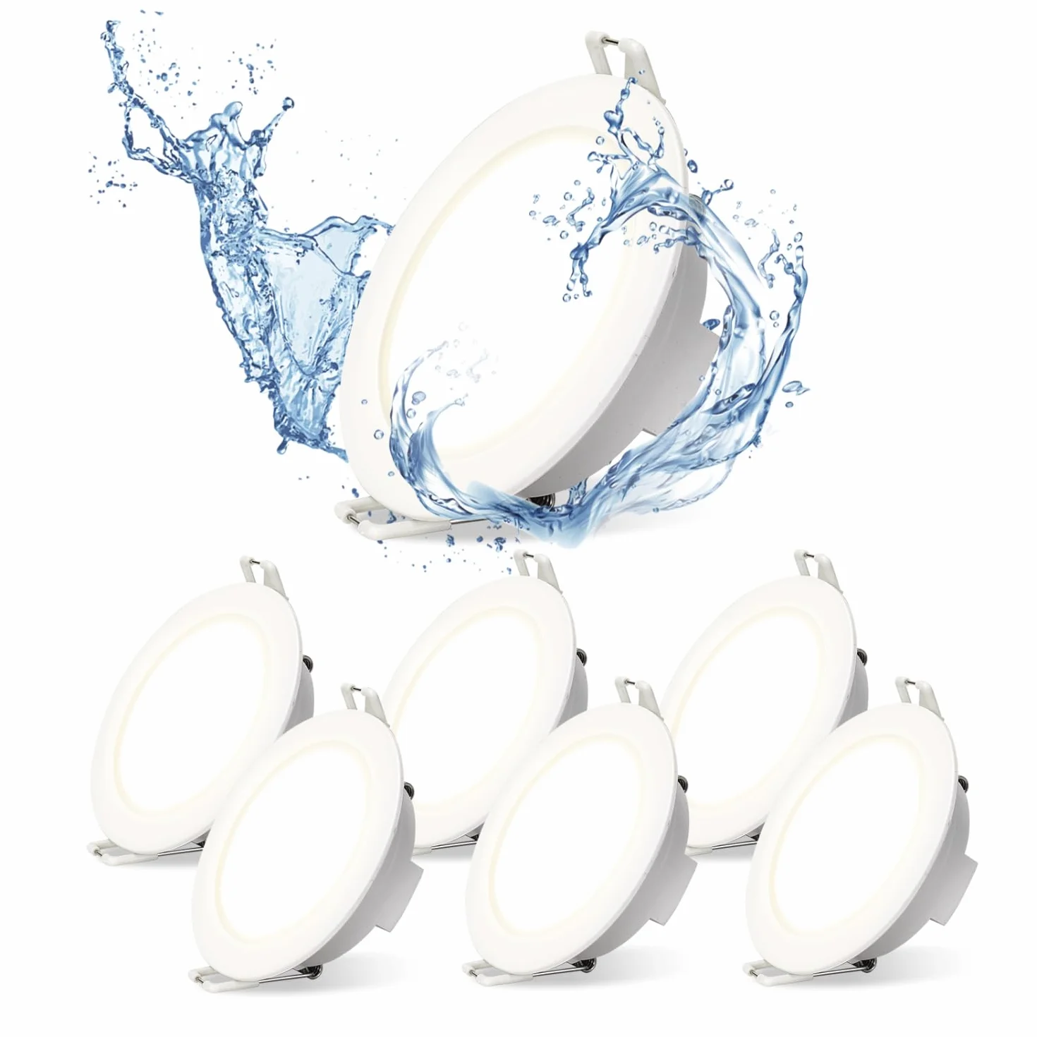 Aigostar Downlight LED Techo Empotrable 4.8W IP65 Impermeable 4000K Luz Natural Baño Extraplano Blanco 6 pack