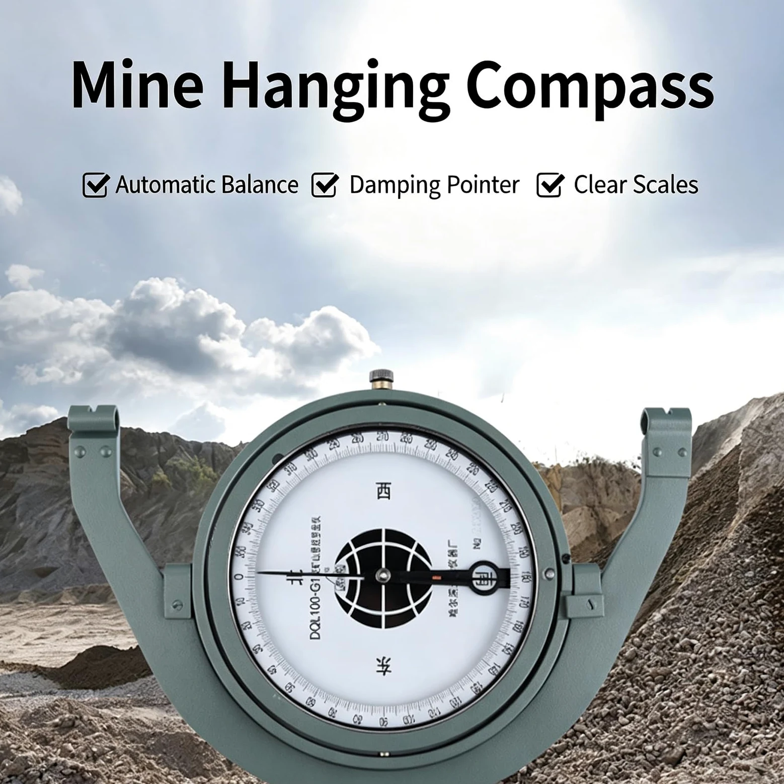 Kit de brújula colgante para minería, con medidor de pendiente y funda protectora, nivelación automática, escala transparente, para operaciones de topografía de minas