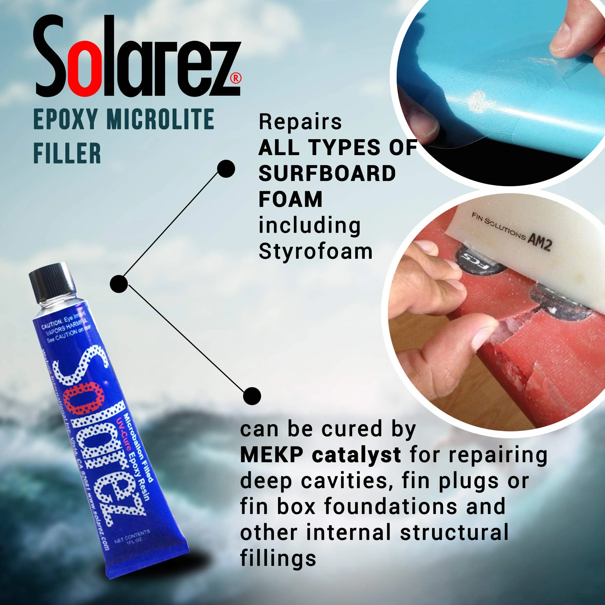 Solarez Epoxy 1 oz Low Lite white Ding Repair