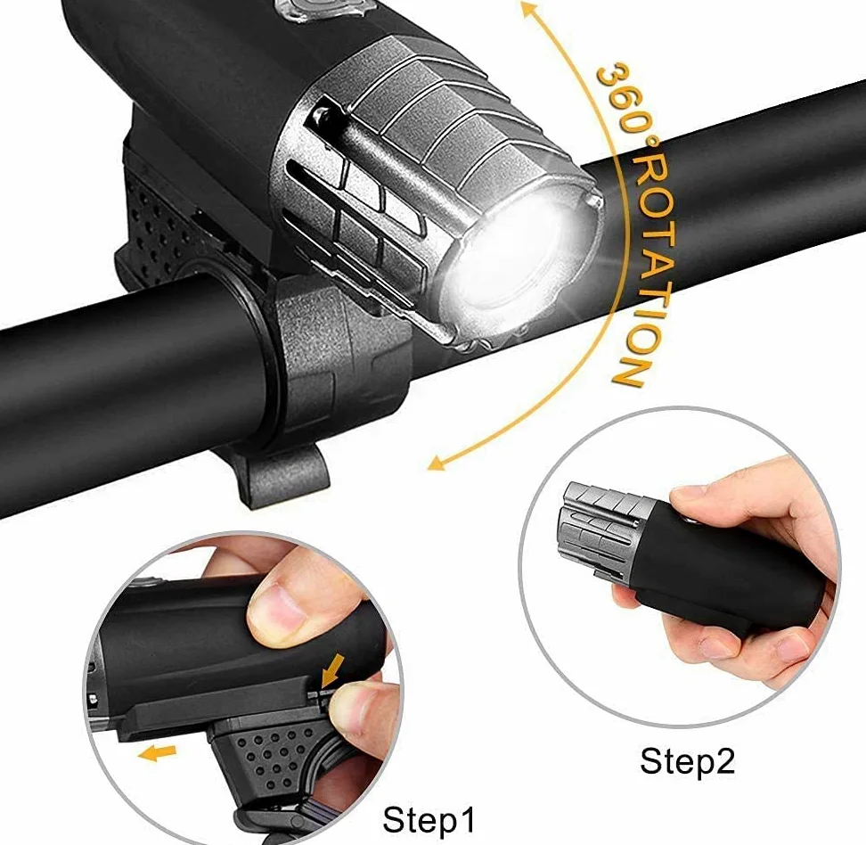 XMING Luces de Bicicletas Recargables USB 4 Modo de luz IPX4 Luces de Ciclo Impermeables y luz Trasera Libre, Luces de Bicicleta de montaña Super Brillantes Se Adapta a Todas Las Bicicletas, montaña,