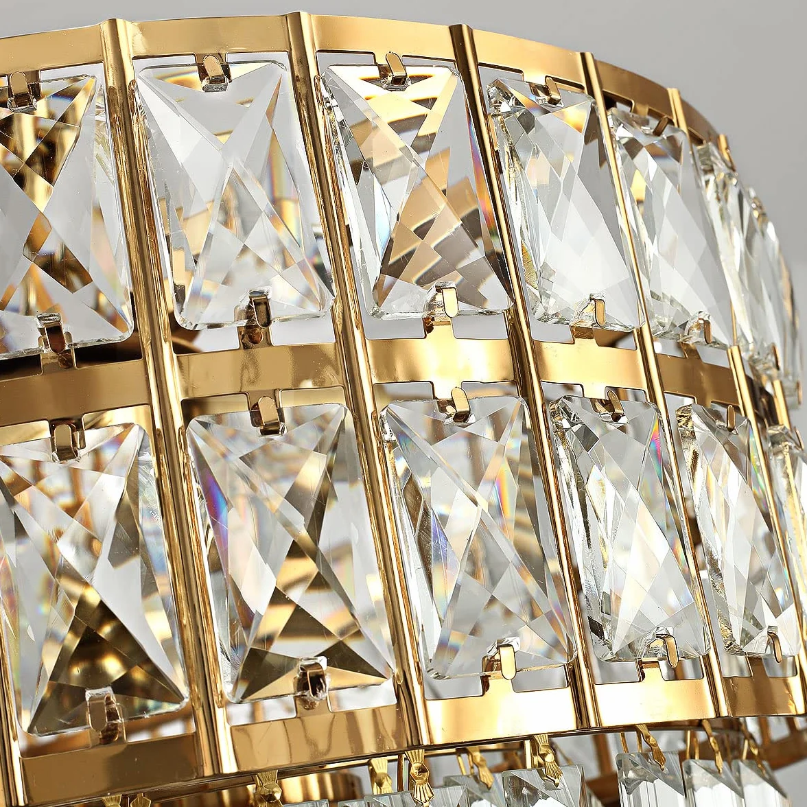 Lámpara de Araña Moderna de Cristal Dorado Colgante Redonda Ø75cm E14
