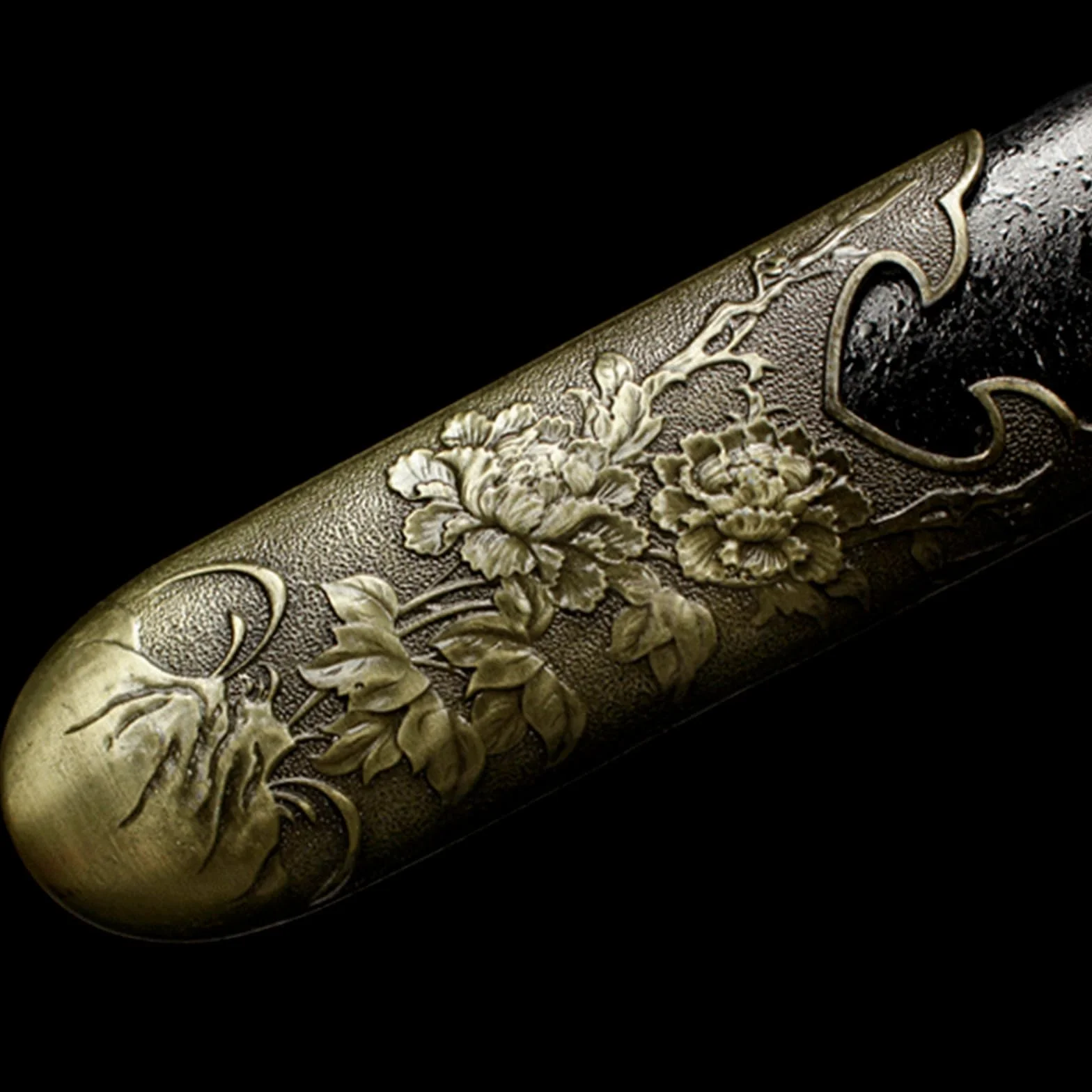 Espadas Tai Chi de Madera con Flores de Peonía, Espada Entrenamiento de Bambú Natural con Vaina, Katana de Madera, Bokken Hecho a Mano 103cm para Cosplay y Artes Marciales