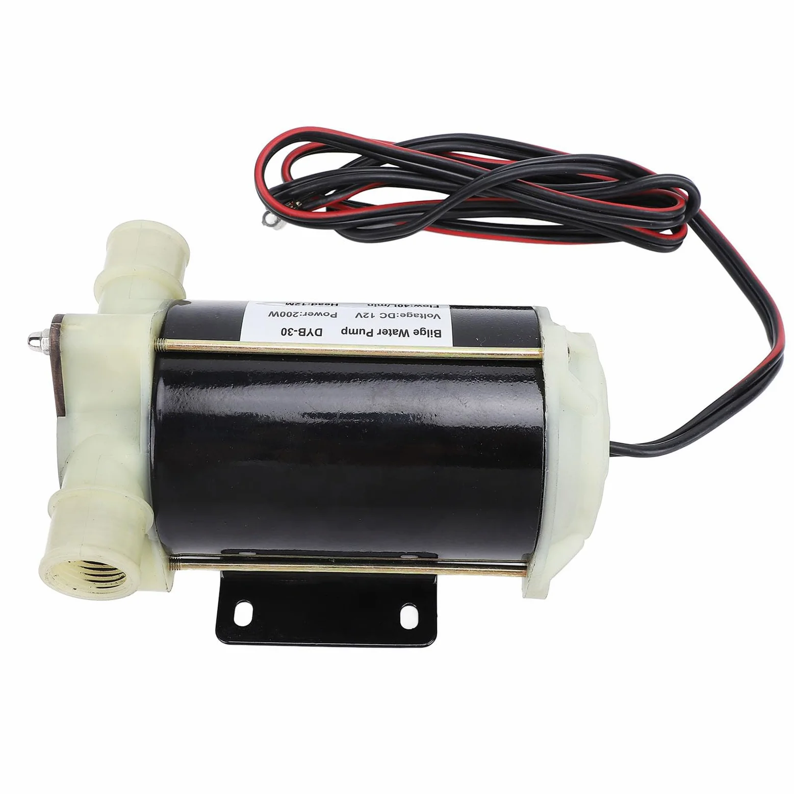 Bomba de achique autocebante de 12 V, 200 W, 40 L/min, con impulsor flexible para transferencia de líquidos en agua dulce y salada, y fluidos contaminados.