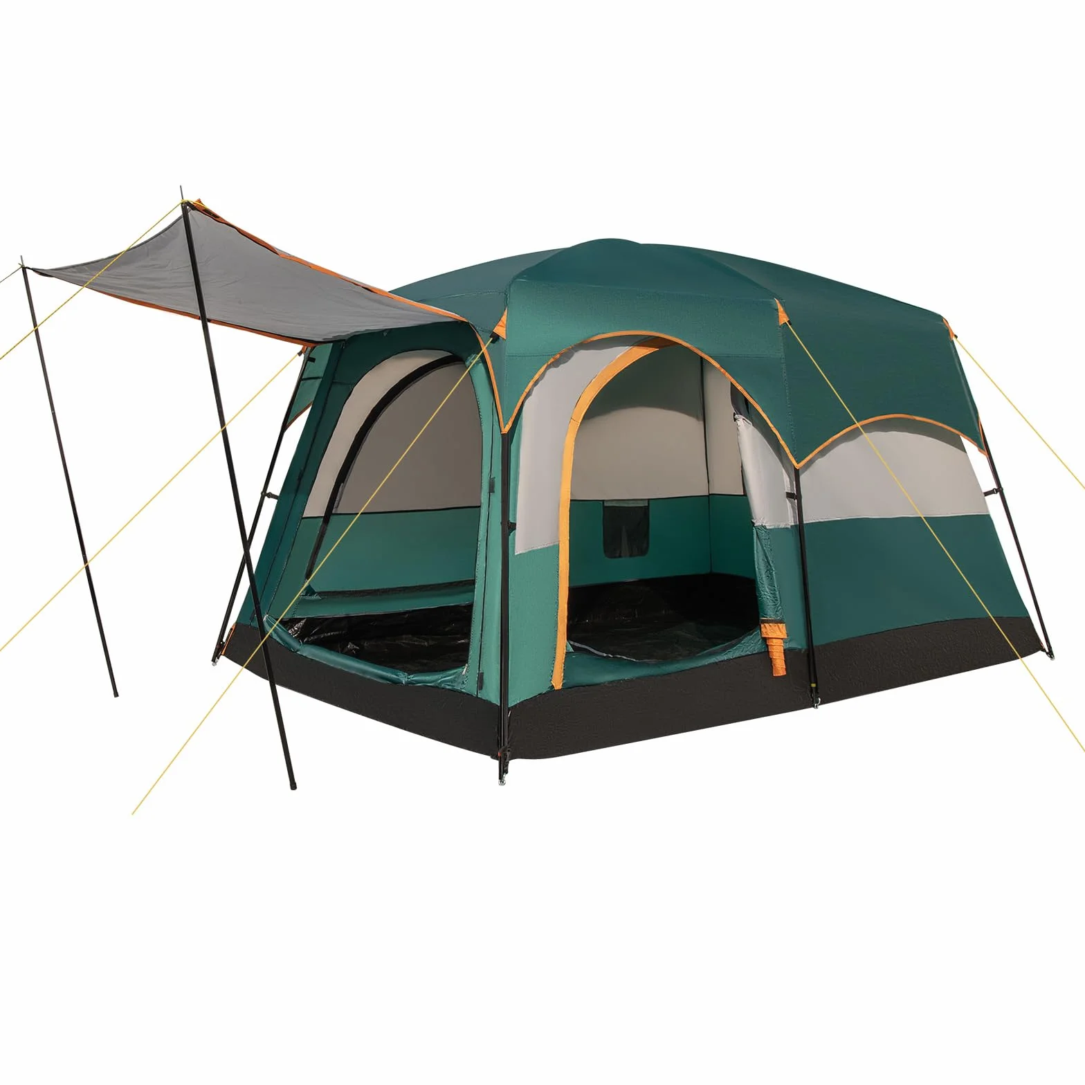 COSTWAY Tienda de Campaña para 6 Personas 2 Habitaciones Impermeable Resistente al Viento Lona PE Ventanas de Malla Bolsa de Transporte