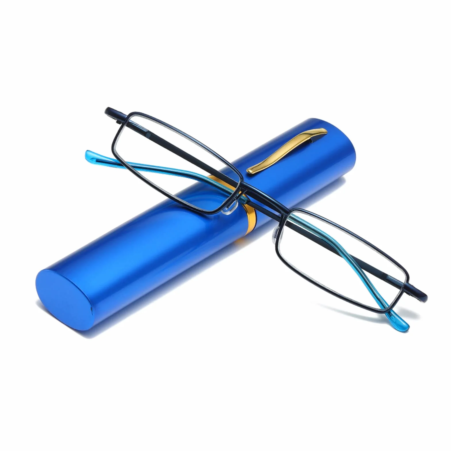 Gafas de lectura portátiles con forma de bolígrafo de metal anti luz azul 2.00