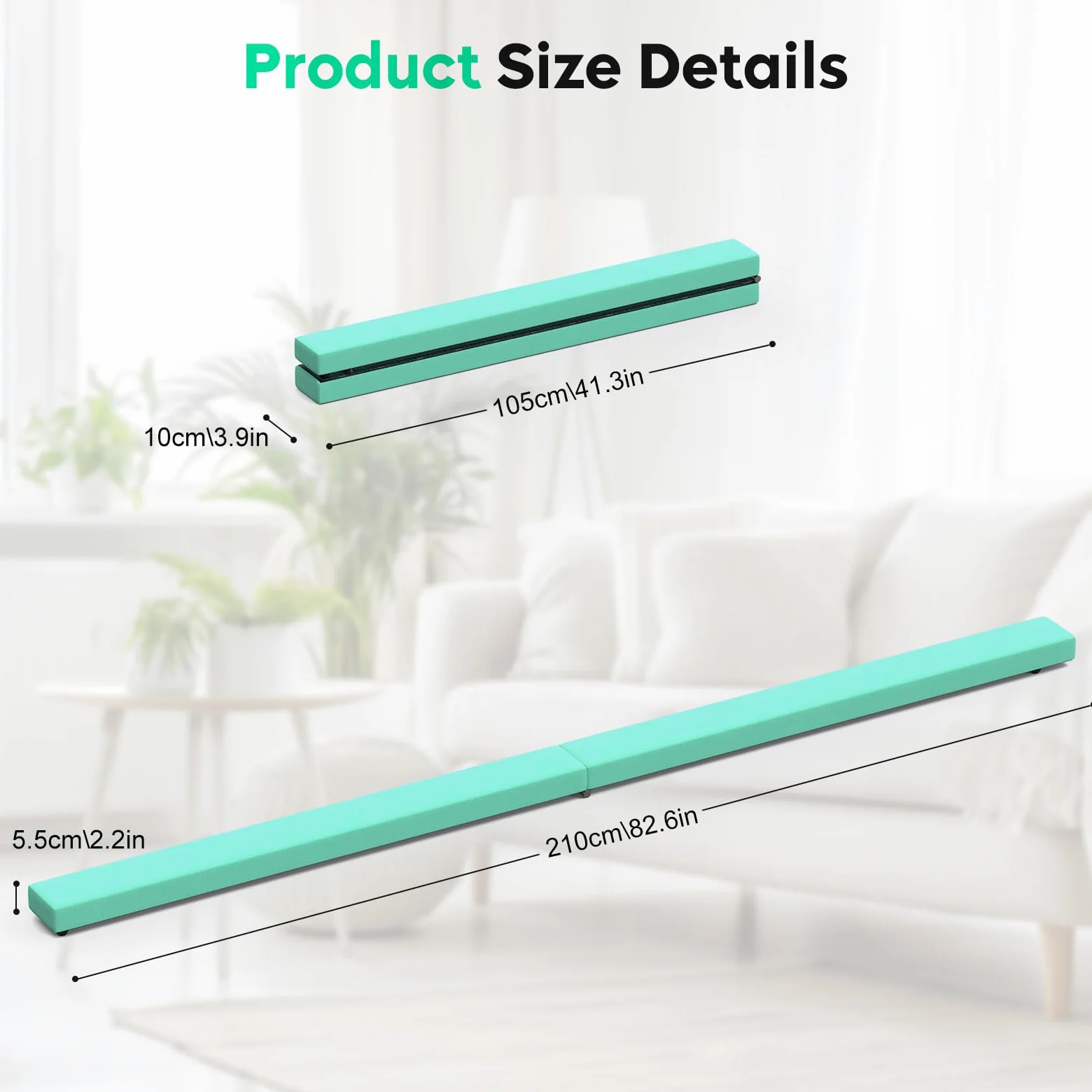Barra de Gimnasia Plegable, 2,1 m/220 Libras, de Ante sintético, para Entrenamiento de Gimnasia, Entrenamiento de Equilibrio, para Entrenamiento en casa, Gimnasio, Entrenamiento, Deportes