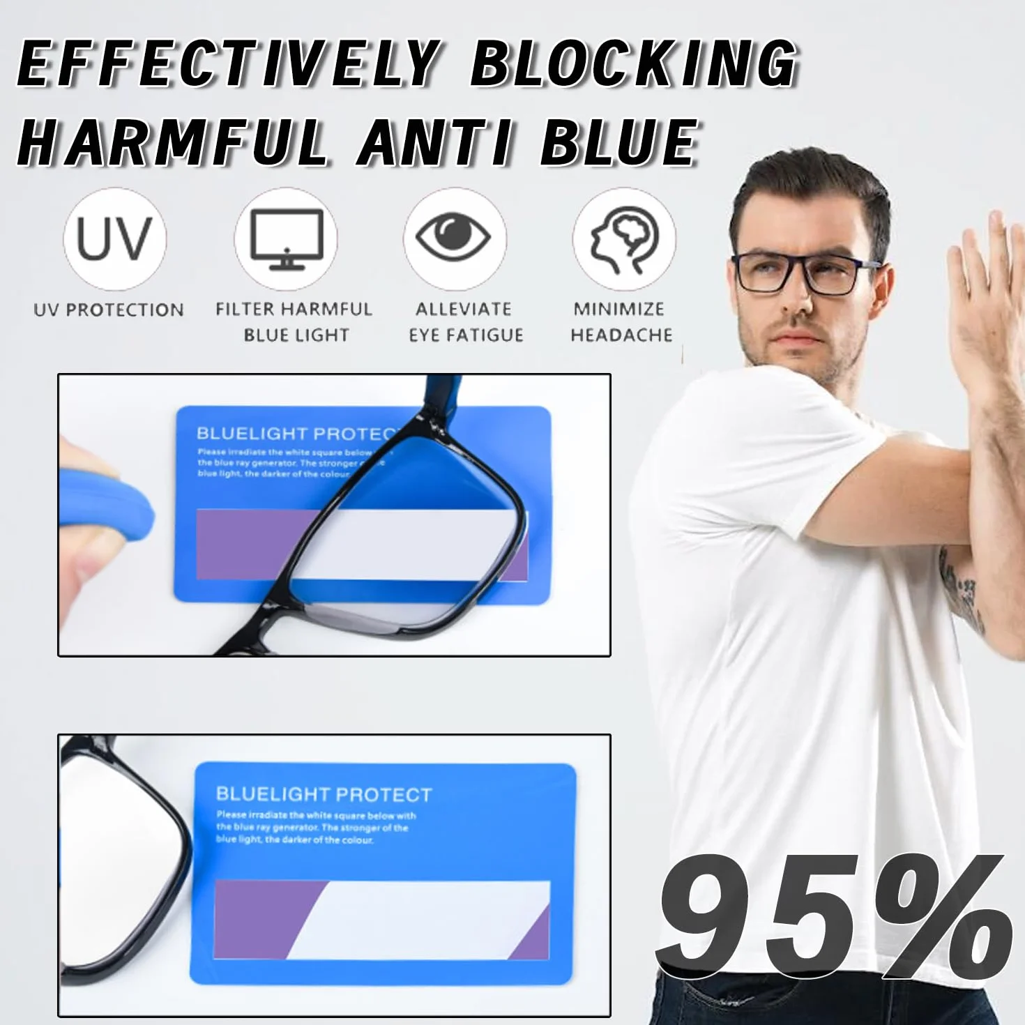 Hubeye Gafas de lectura deportiva ultraligeras anti luz azul 1.00