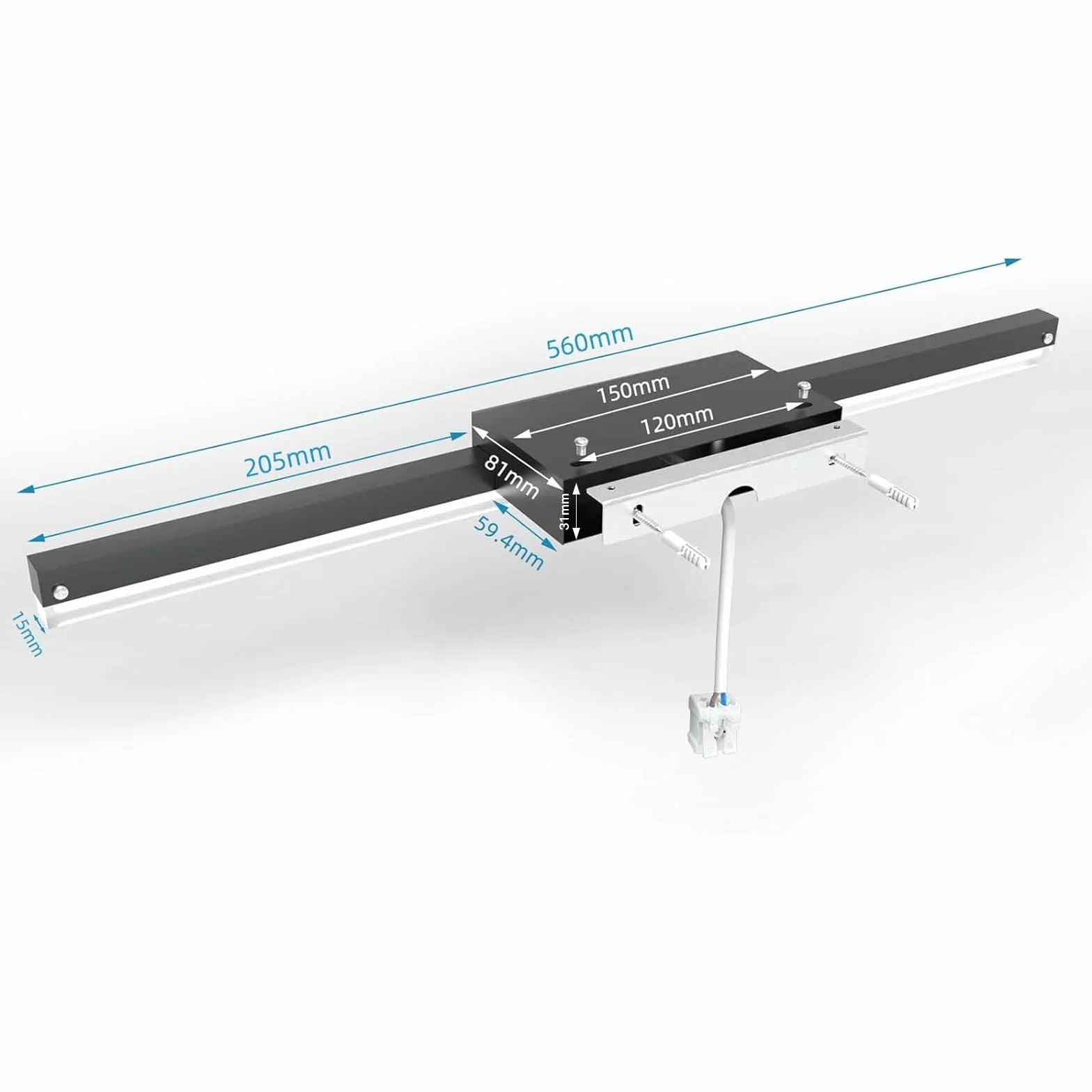 Lámpara de Espejo Baño LED 56 cm 14W 1200LM 230V IP44 Negro Blanco Frío 6000K
