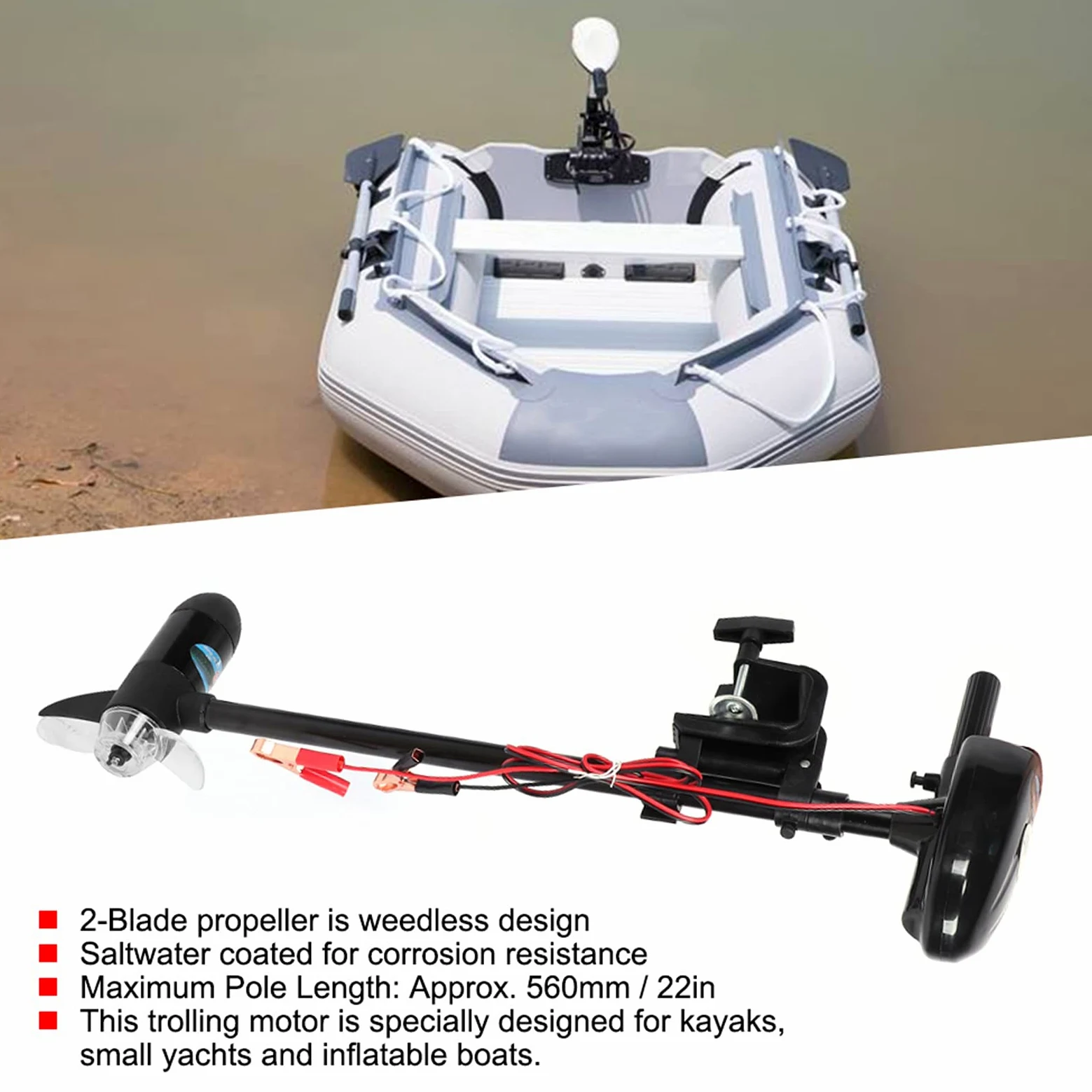 Bote Inflable para Adultos Motor de Pesca con Curricán de Montaje de Metal Motor de Pesca con Curricán de Montaje Eléctrico de Múltiples Engranajes Cepillado de 12 V y 18 Libras