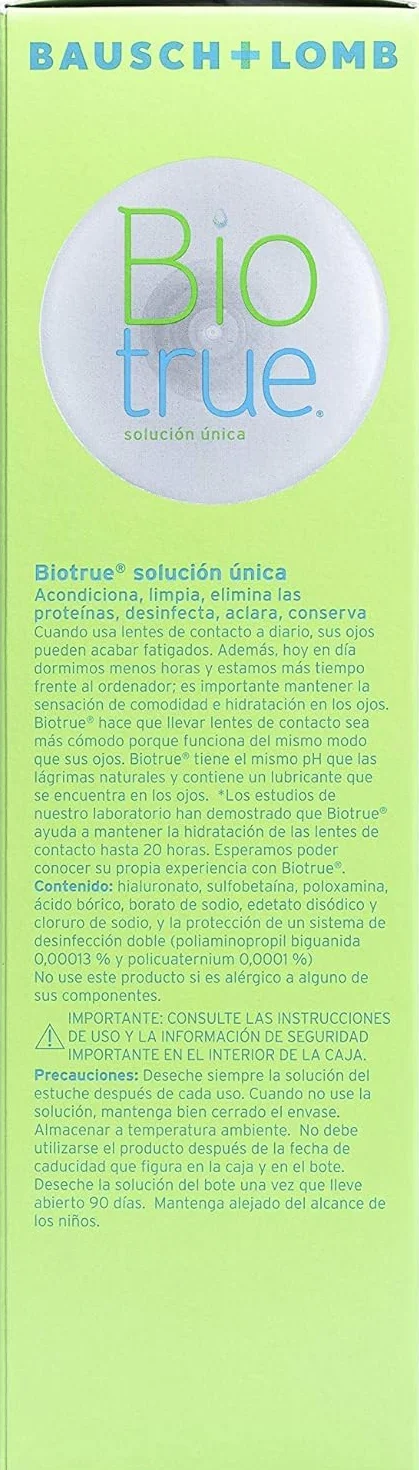 Biotrue Bausch + Lomb Solución Única 300ml + 180ml gratis para lentes de contacto blandas