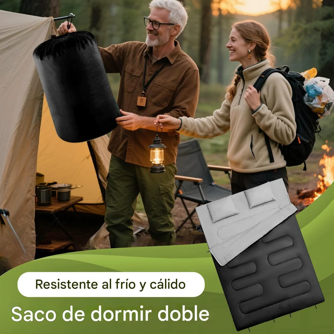 Saco De Dormir Doble para Adultos,Saco de Dormir para Camping - Equipo Ligero de Descanso para Montañismo Aire Libre y Jóvenes