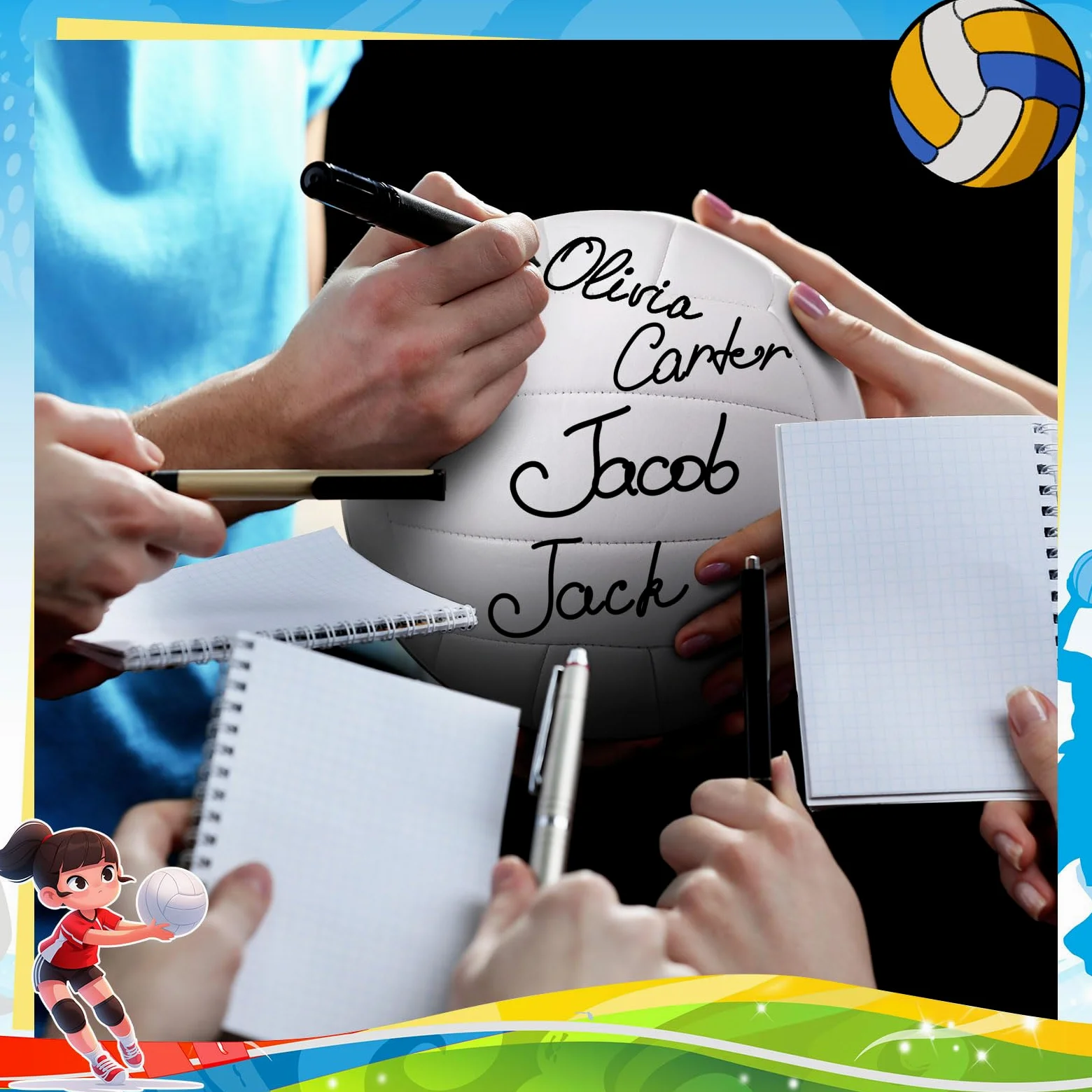 Jexine Autograph All White - Pelota de voleibol en blanco, tamaño oficial 5, pintura de bricolaje, pelota de voleibol lisa con bomba de aguja para autógrafos, premios, carteles, entrenadores, regalo