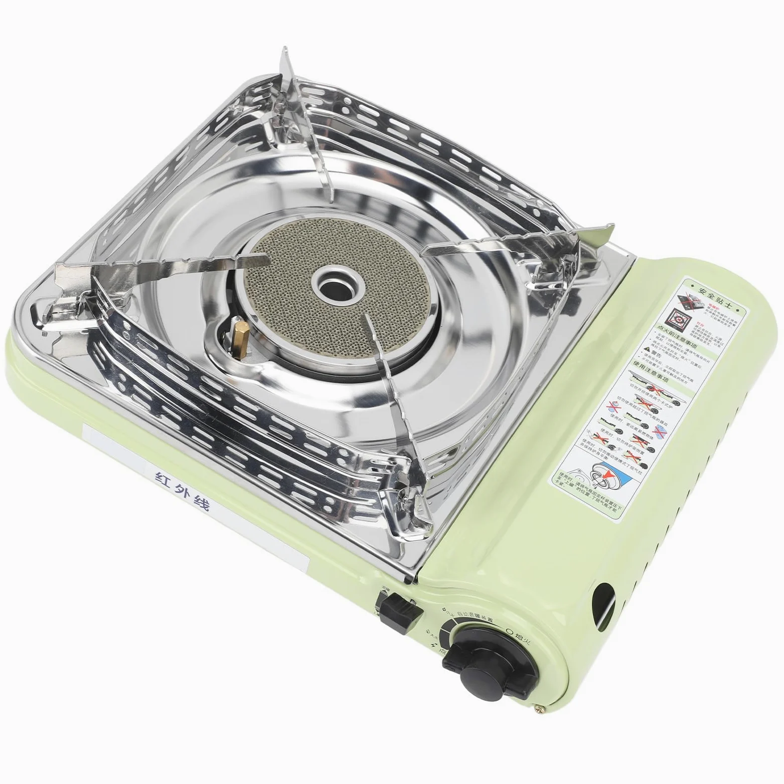 CHICIRIS Estufa de Gas Infrarroja Portátil Estufa de Gas de Acero Inoxidable con Encendido Automático Deflector de Viento Estuche de Transporte para Acampar Picnic BBQ Viajes por Carretera