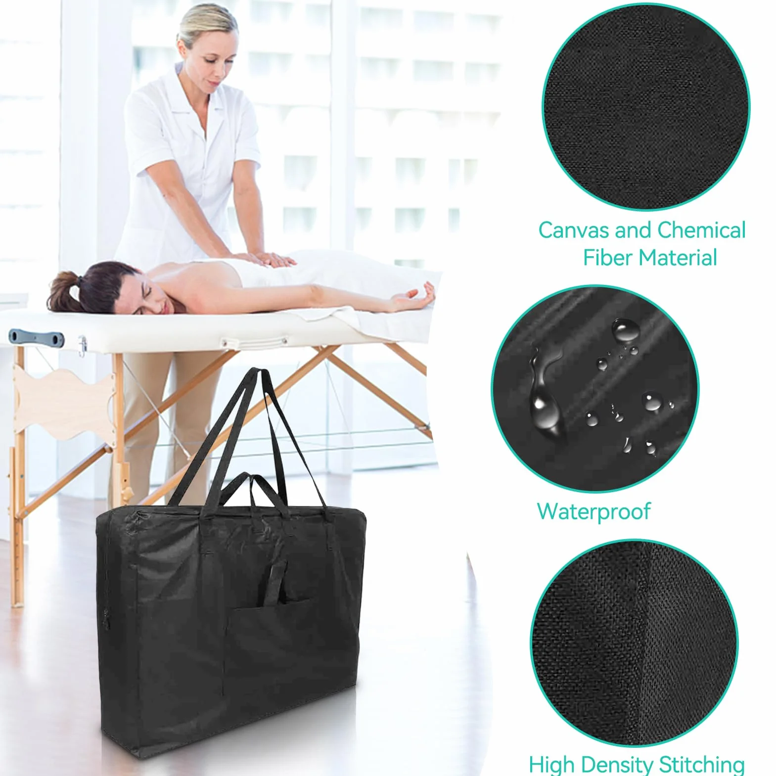 Bolsa de Transporte para Camilla de Masaje 90x62x18 cm Negro