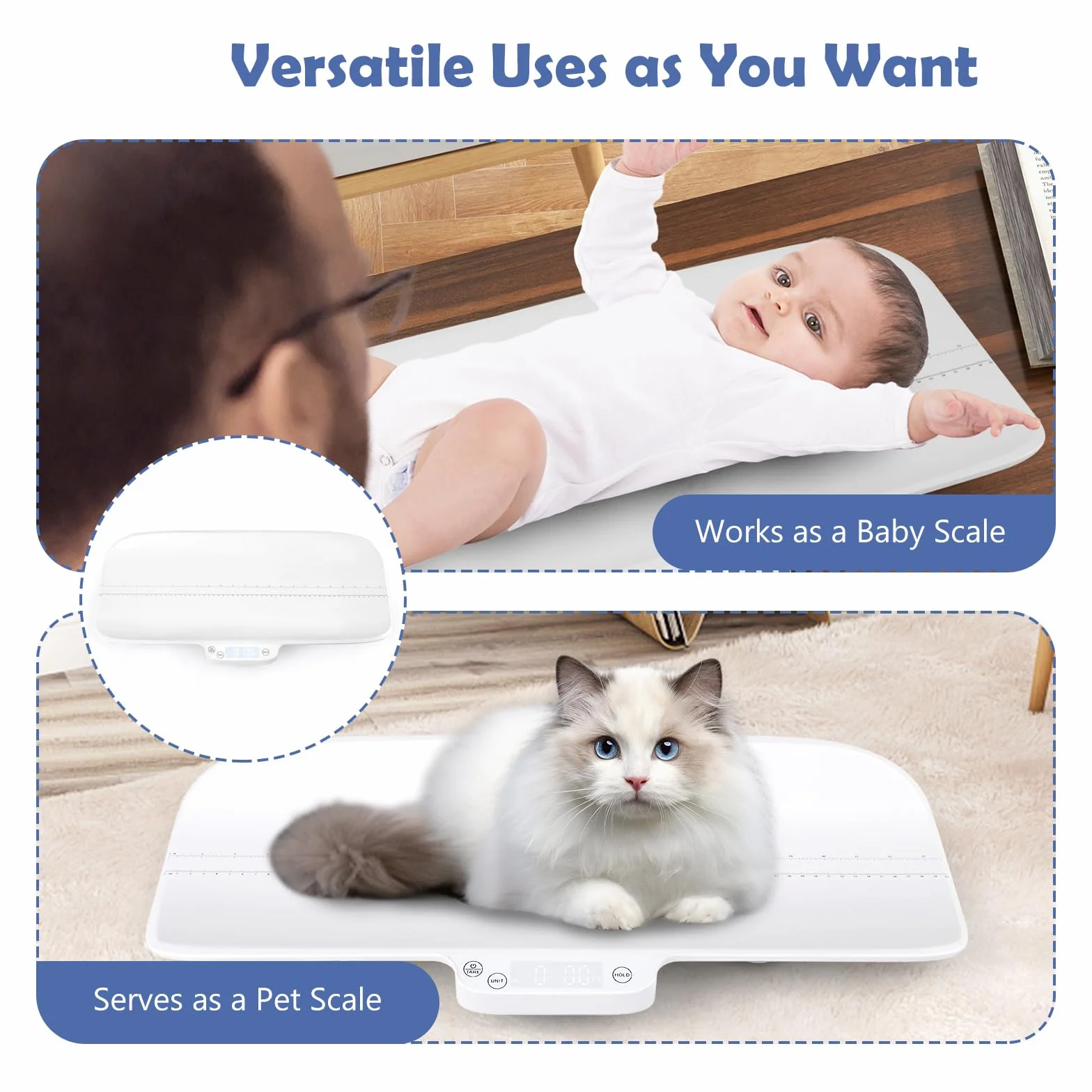 LIFEZEAL Báscula Digital para Bebés con Bluetooth, 2g de Precisión, 10-30kg