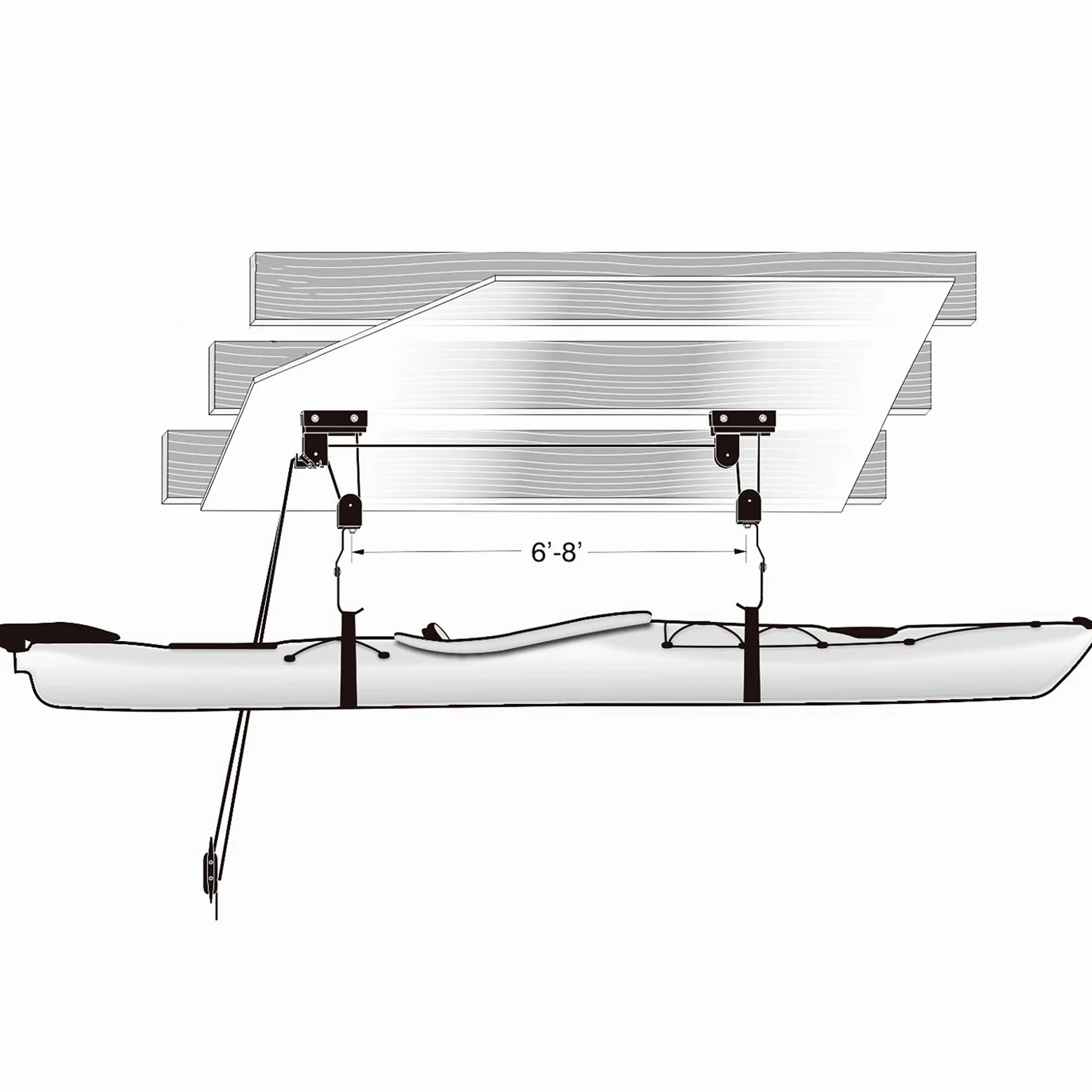 Elevador de Techo para Kayak y Canoa, Elevador de Kayak Conde polea Colgante, Soporte de Techo para Kayak, Soporte de Techo para Tabla de Remo, de polea Resistente,