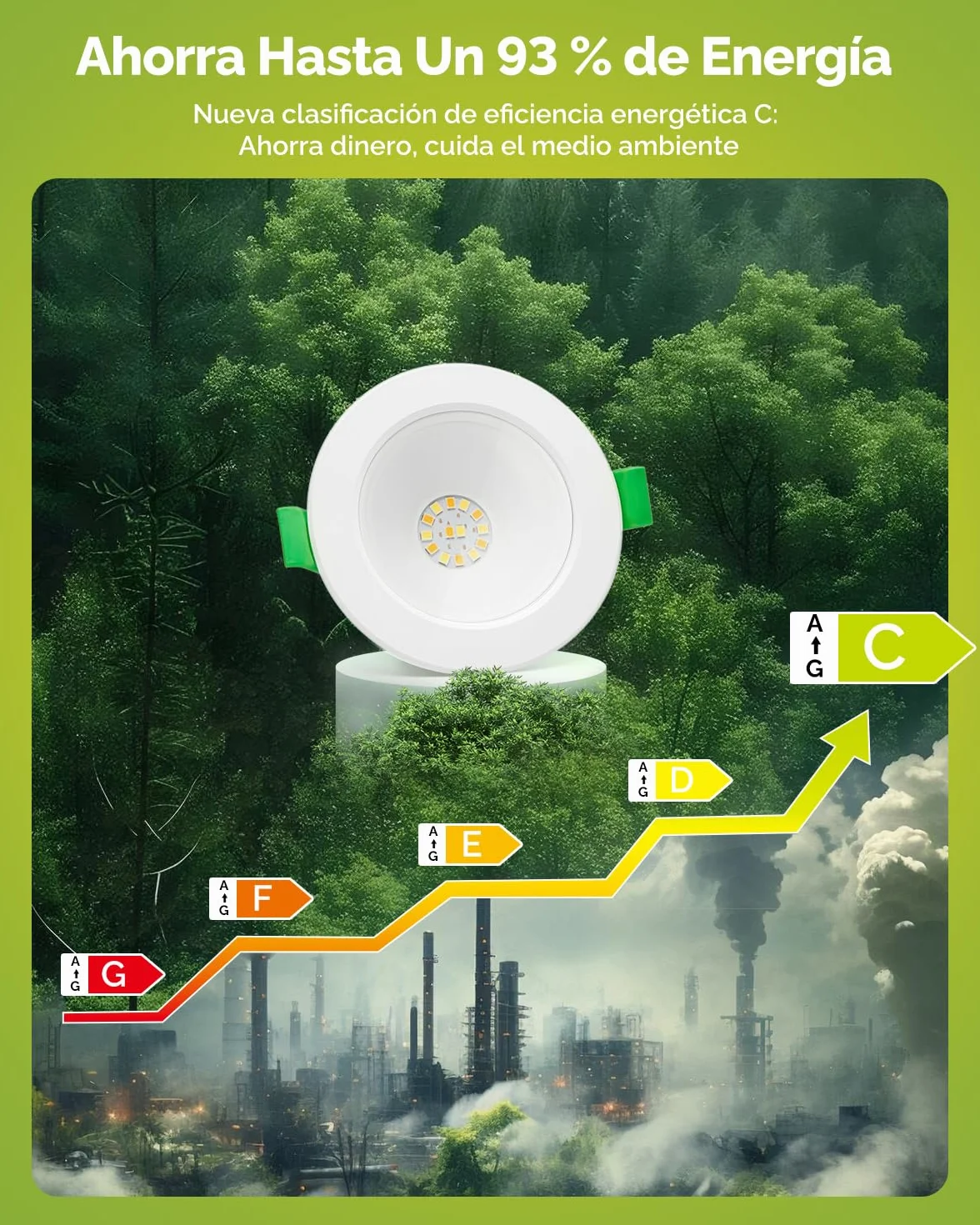 Fondiiz Downlight LED Techo Empotrable 5W 690lm 3000K-6000K IP44 Corte 75mm-90mm 6 Pack
