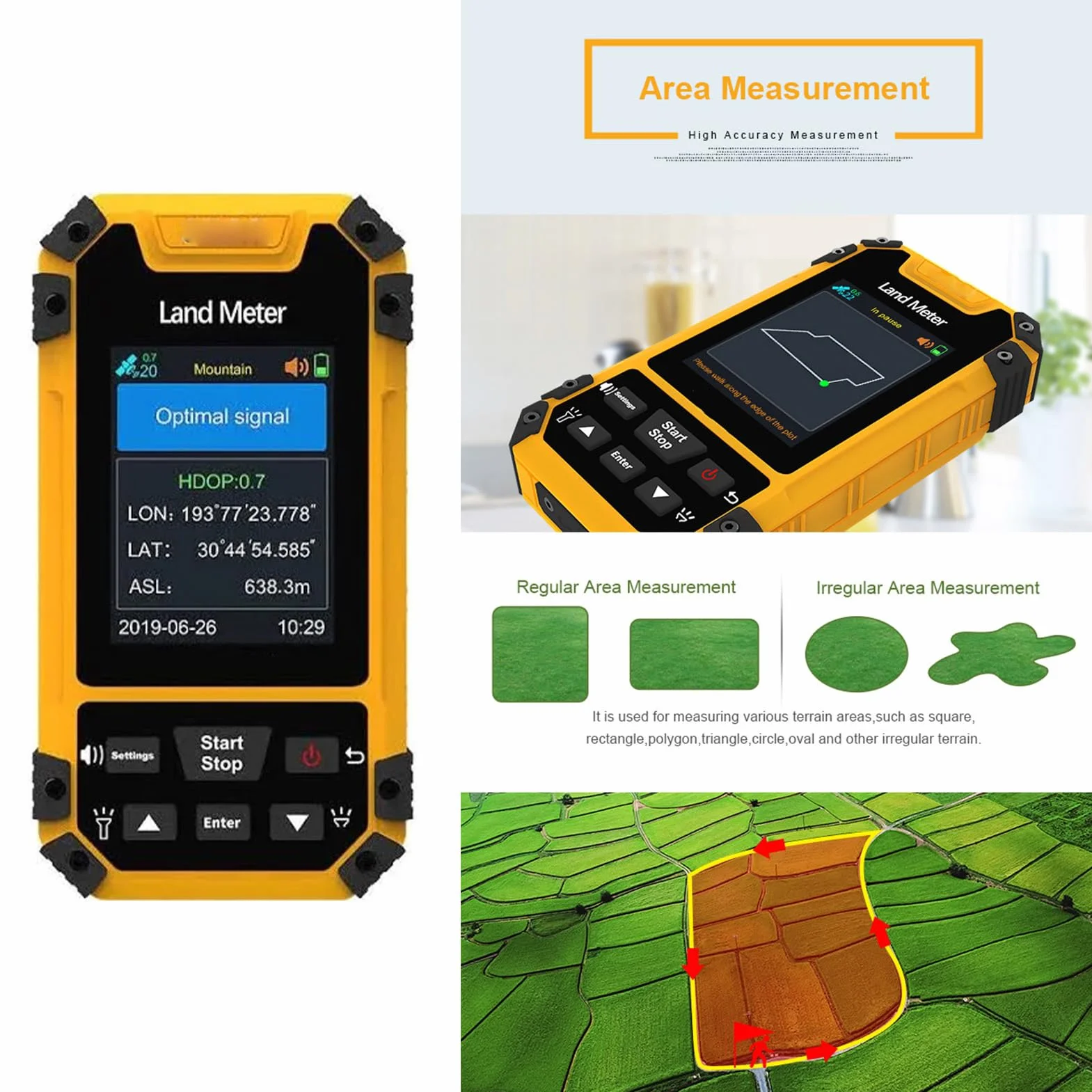 Fafeicy GPS Portátil de 2.4 Pulgadas para Caminar y Topografía, Navegador al Aire Libre a Prueba de Agua con Orientación por Voz y Exportación de Datos, GNSS de Alta Precisión