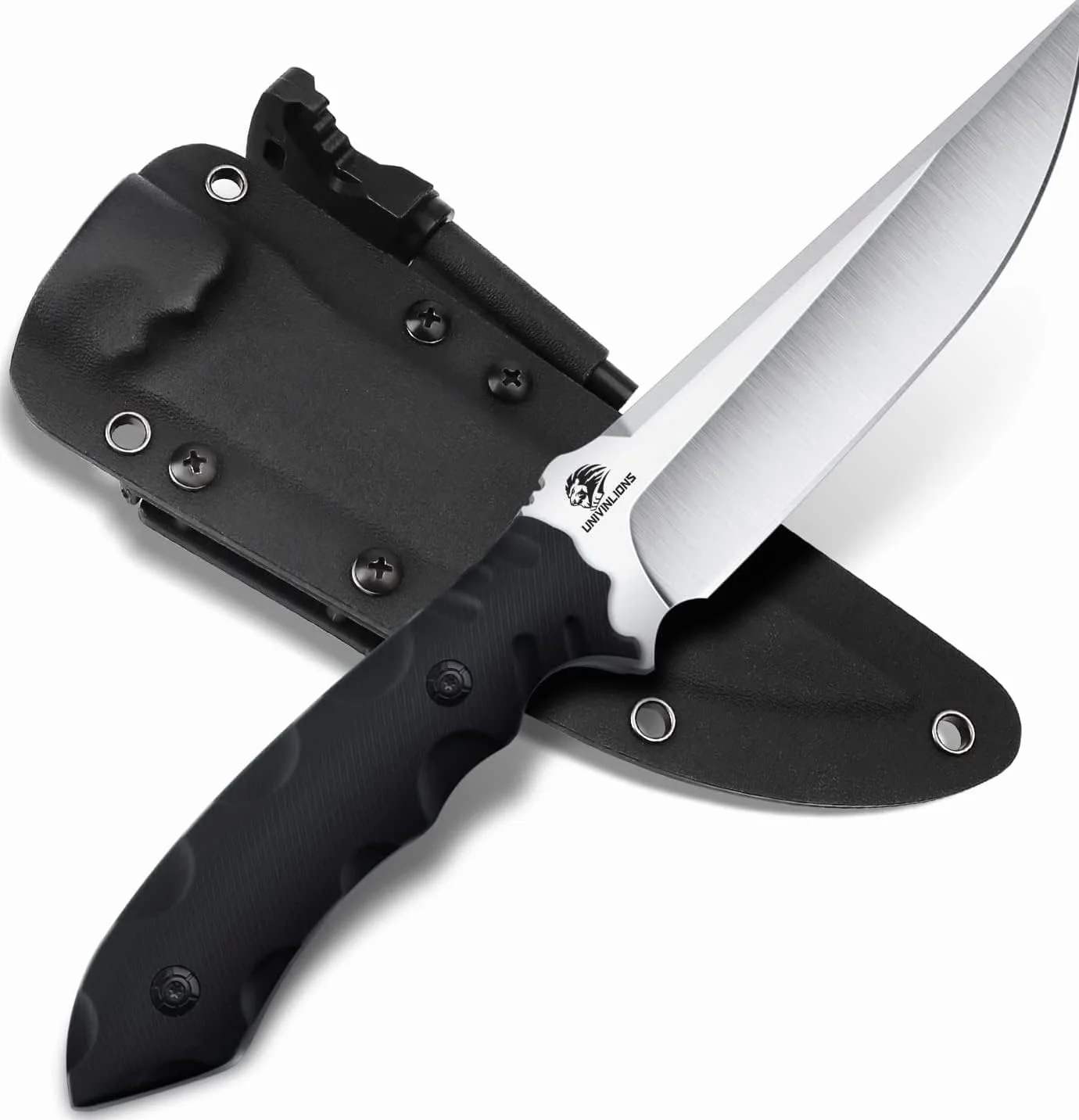 Cuchillo de supervivencia D2 full tang con funda, hoja fija out | Hoja D2 con mango G10 y funda incluida, diseñada para aventureros, cazadores y amantes del outdoor y supervivencia.