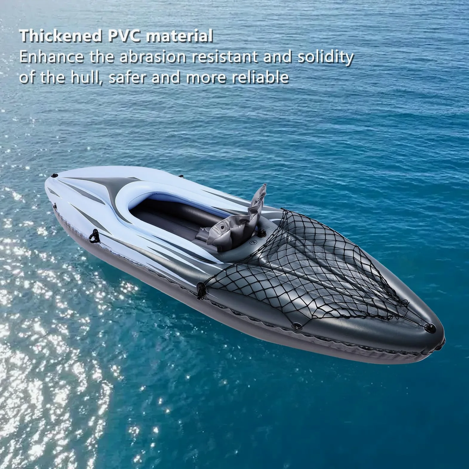 Kayak Hinchable, 1 Persona PVC UV Proof Kayak Hinchable Portátil con Bomba de Mano y Bolsa de Transporte rgonómico Alto Asiento de Espalda Fácil Plegable Blow Up Canoa Barco