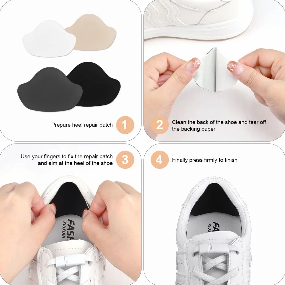 Flintronic 8 pares parches reparación zapatillas talón piel almohadillas grandes pequeños