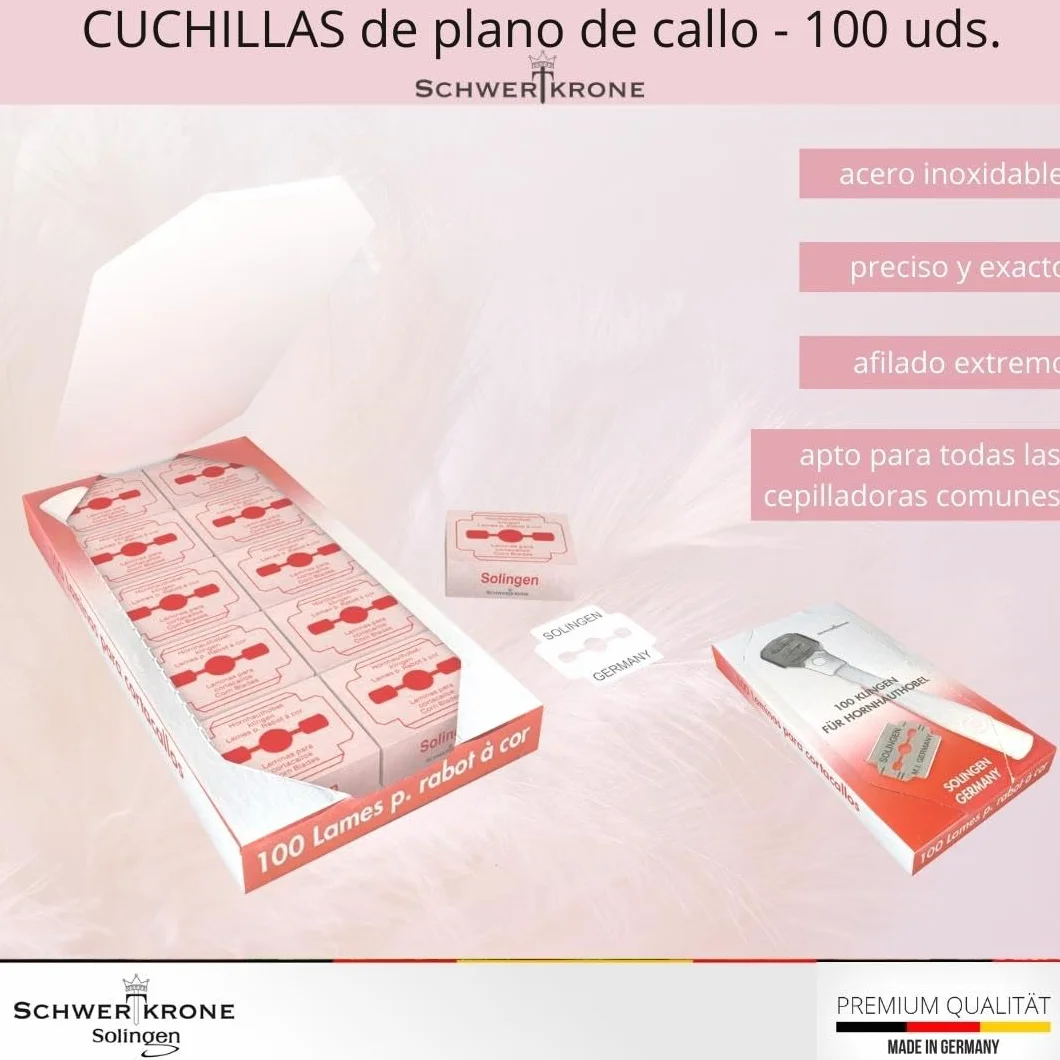 Schwertkrone Cuchillas de cepillo para callos 100 piezas