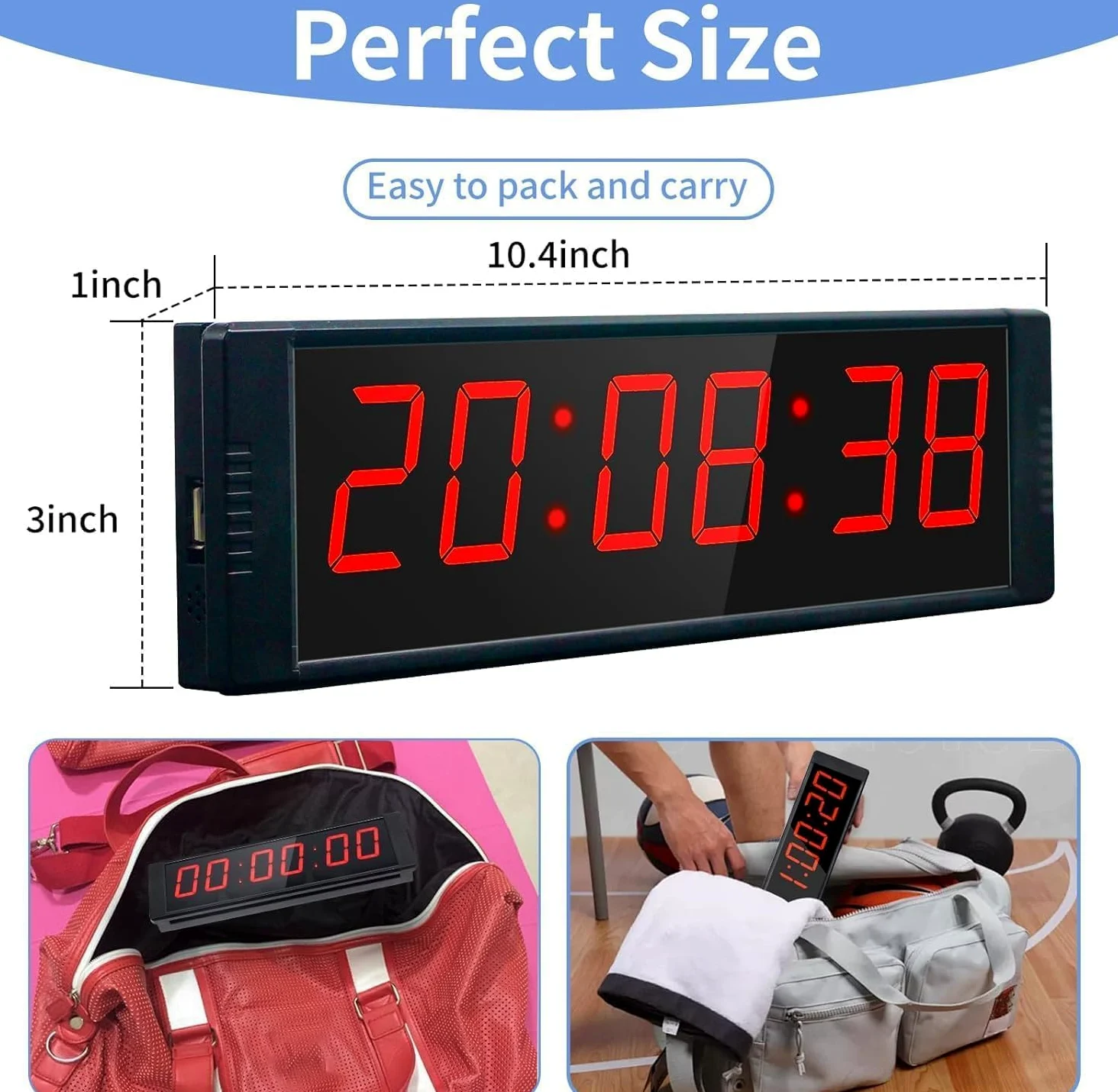 Cronómetro grande con botón de inicio/parada, temporizador digital LED con control remoto, reloj de cuenta regresiva con zumbador, reloj de gimnasio para gimnasio en casa, temporizador de