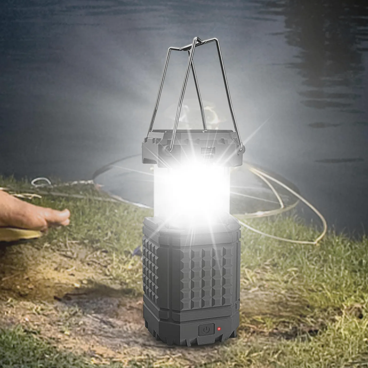 Linterna Solar de Camping Linterna de Camping Plegable y Impermeable | Linterna Solar con Carga USB para Camping, Pesca, Senderismo, Playa, Reparaciones del Coche, Jardín, Patio