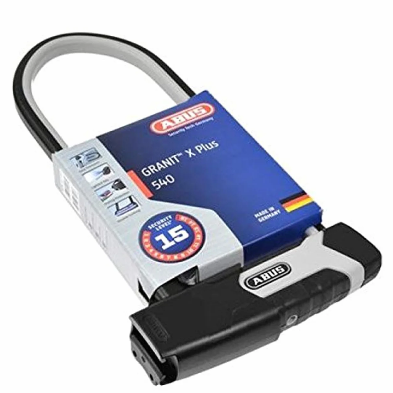 ABUS U-Lock Granit XPlus 540 + Soporte Eazy KF - Candado de Bicicleta con Fuerte grillete parabólico - Nivel de Seguridad 15