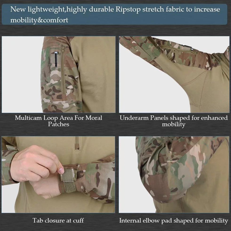 Tactical G4 Camisas de combate para hombre con coderas