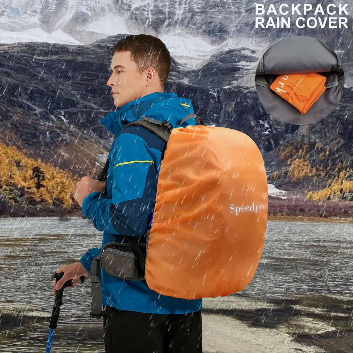 SPEEDPARK Mochila de senderismo de 40 litros, impermeable, con cubierta de lluvia, trekking, mochilas de viaje para hombres y mujeres, Camo, 40L, senderismo al aire libre, Camo, 40, Senderismo al aire