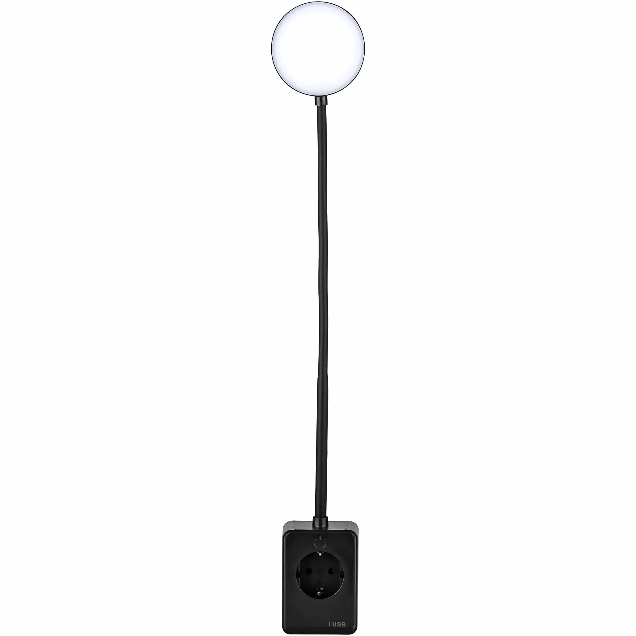 SEBSON Lámpara Enchufe Pared LED Regulable, Lampara de Lectura con USB-C, Cuello de Cisne Flexible, Blanco Neutro 4000K, 4,5W, 420lm, Negro